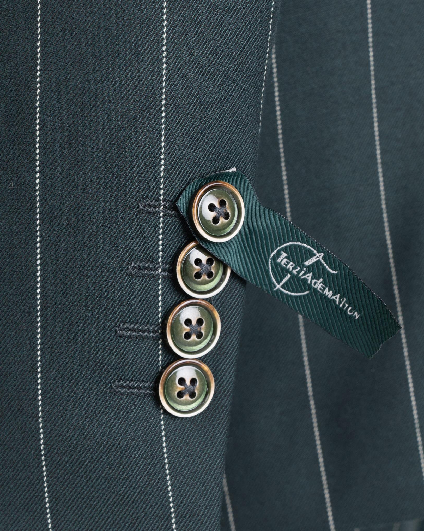 İtalyan stil kruvaze ceket pantolon takım elbise yeşil T13302
