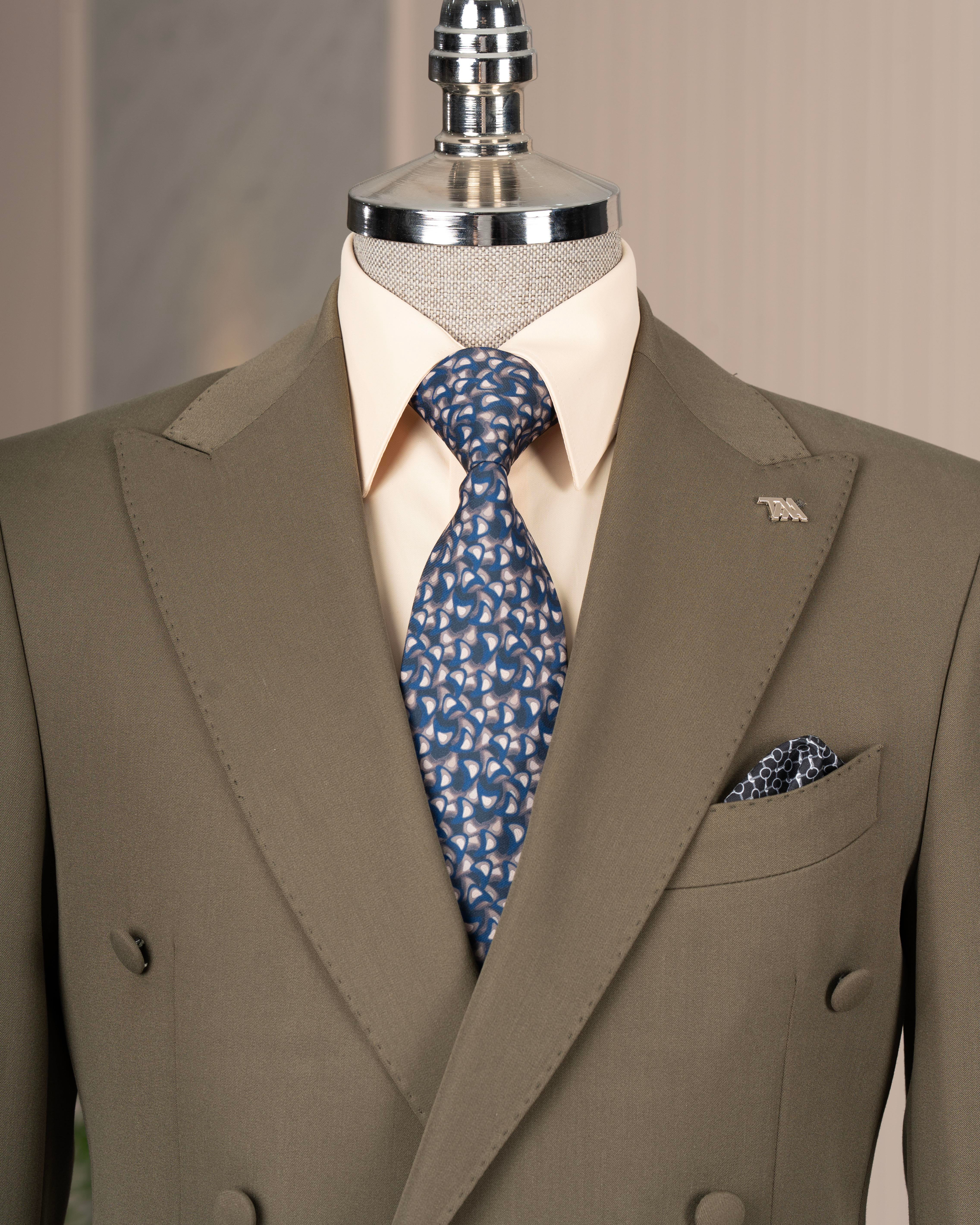 İtalyan stil kruvaze ceket pantolon takım elbise yeşil T14196