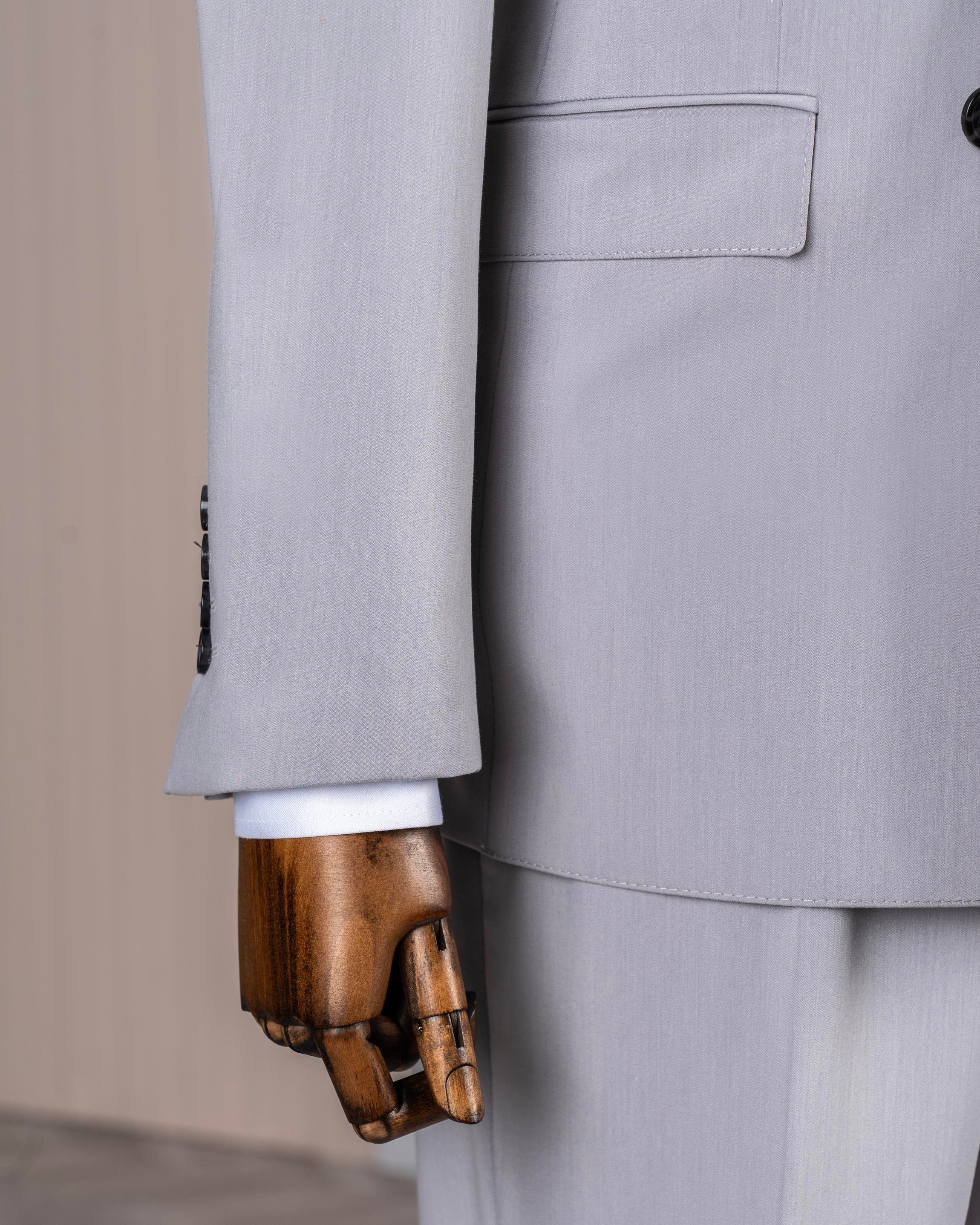 İtalyan stil kruvaze ceket pantolon takım elbise gri T14193
