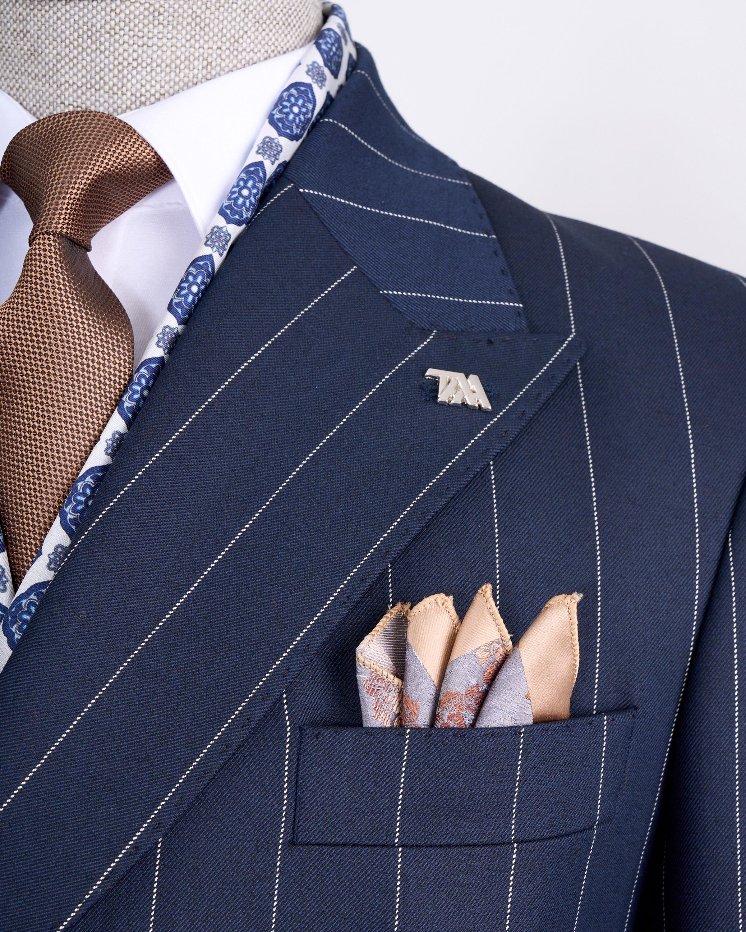 İtalyan stil kruvaze ceket pantolon takım elbise lacivert T13301