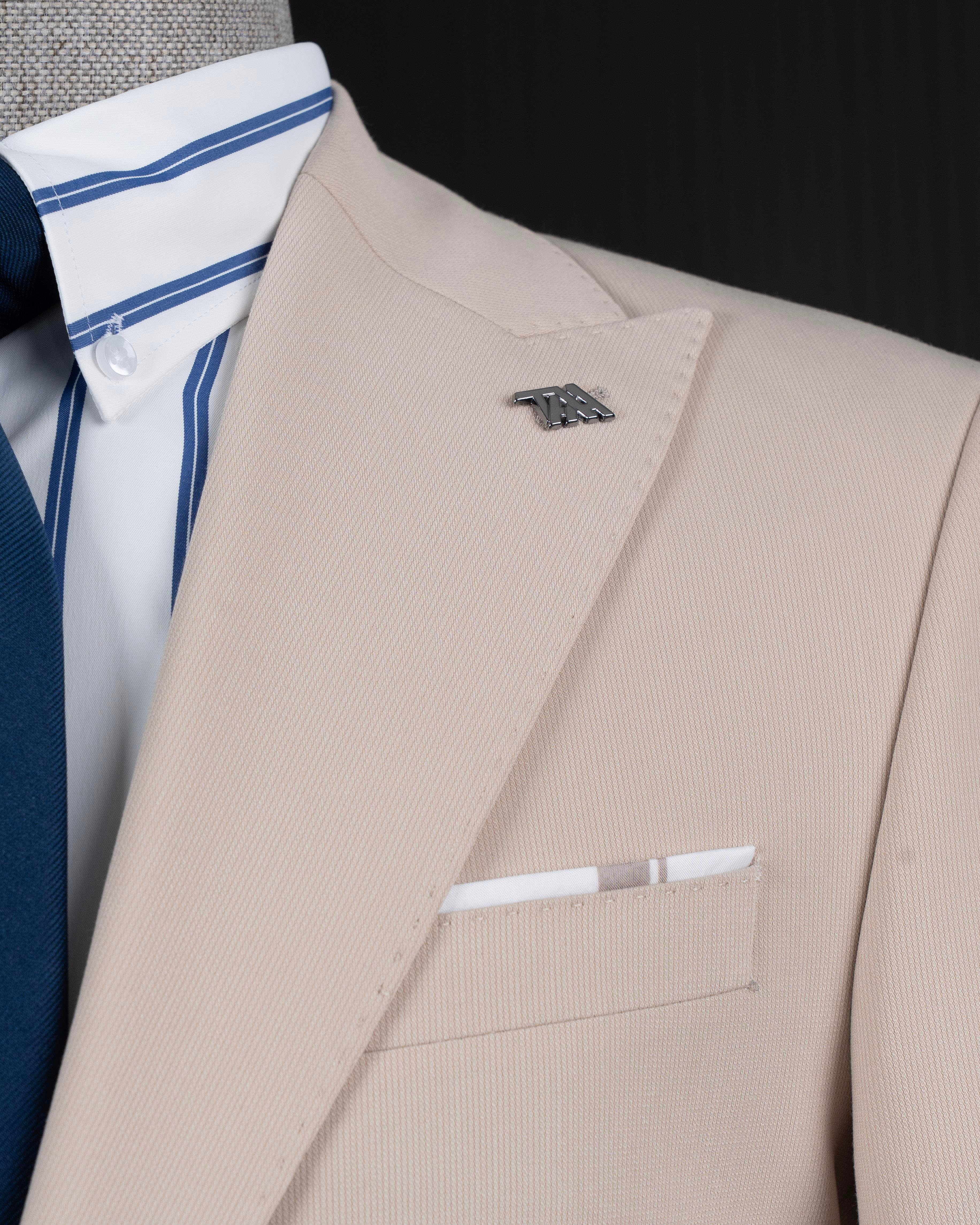 İtalyan stil kruvaze ceket pantolon takım elbise bej T14010