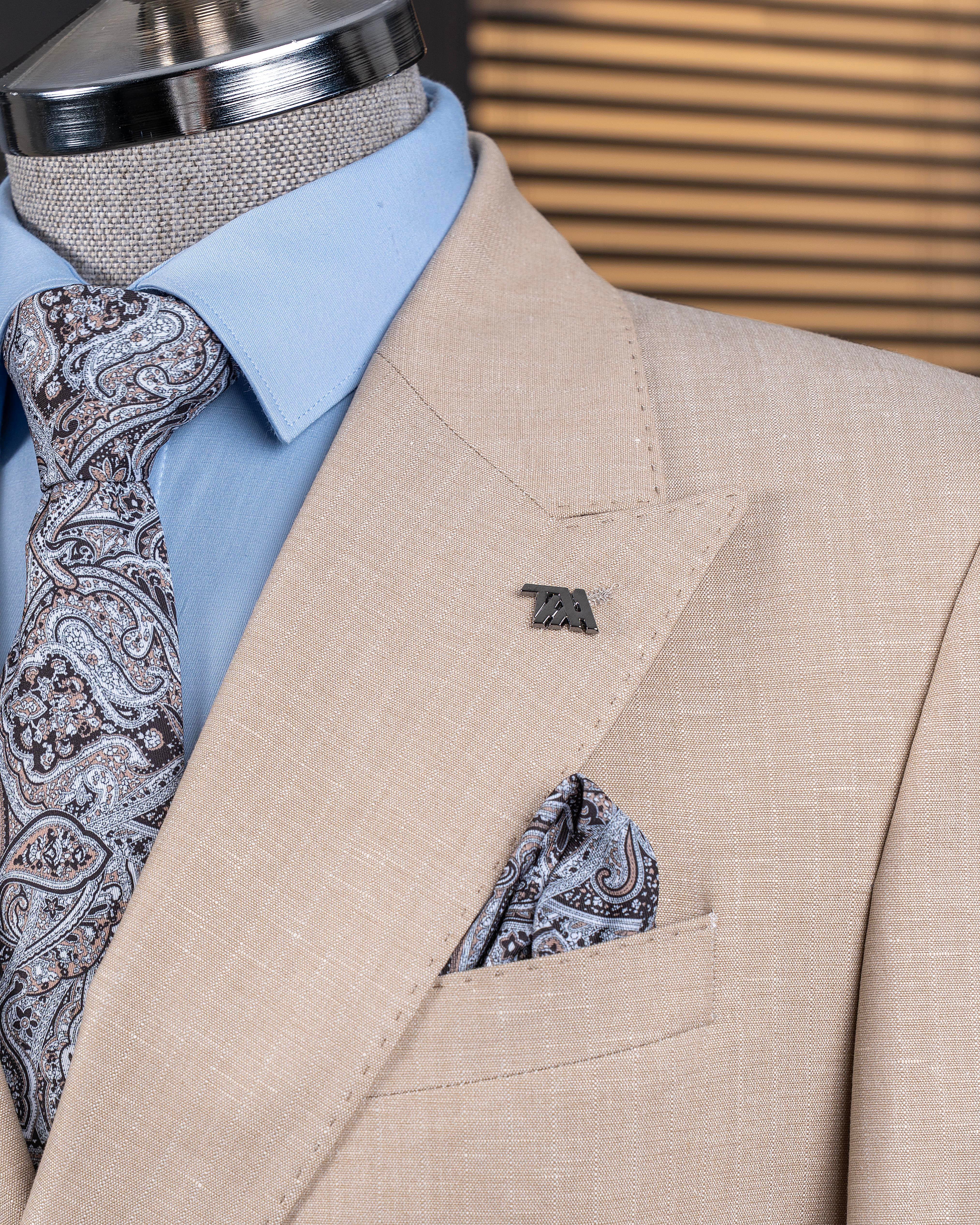 İtalyan stil kruvaze ceket pantolon takım elbise camel  T14095