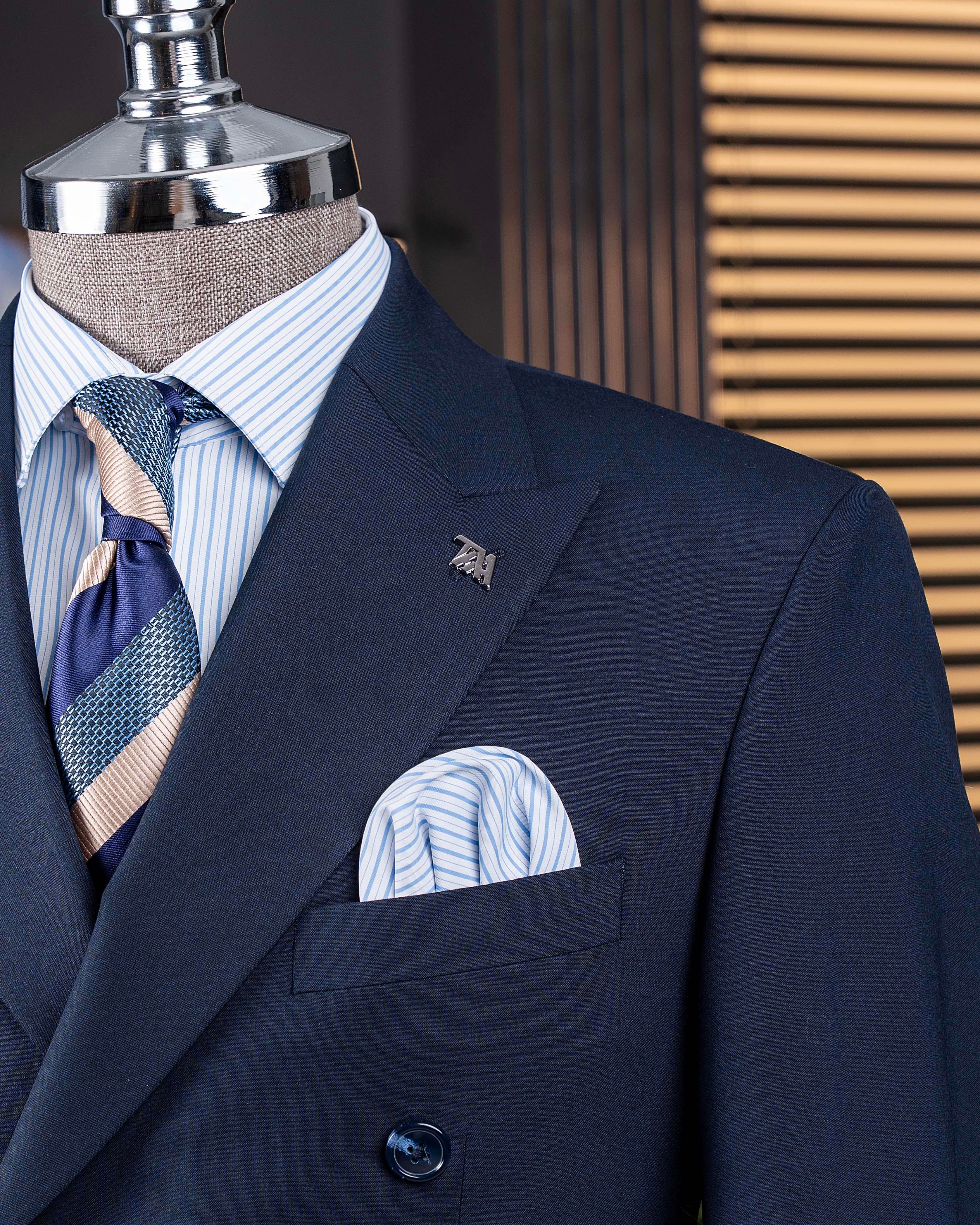 İtalyan stil kruvaze ceket pantolon takım elbise lacivert T14116