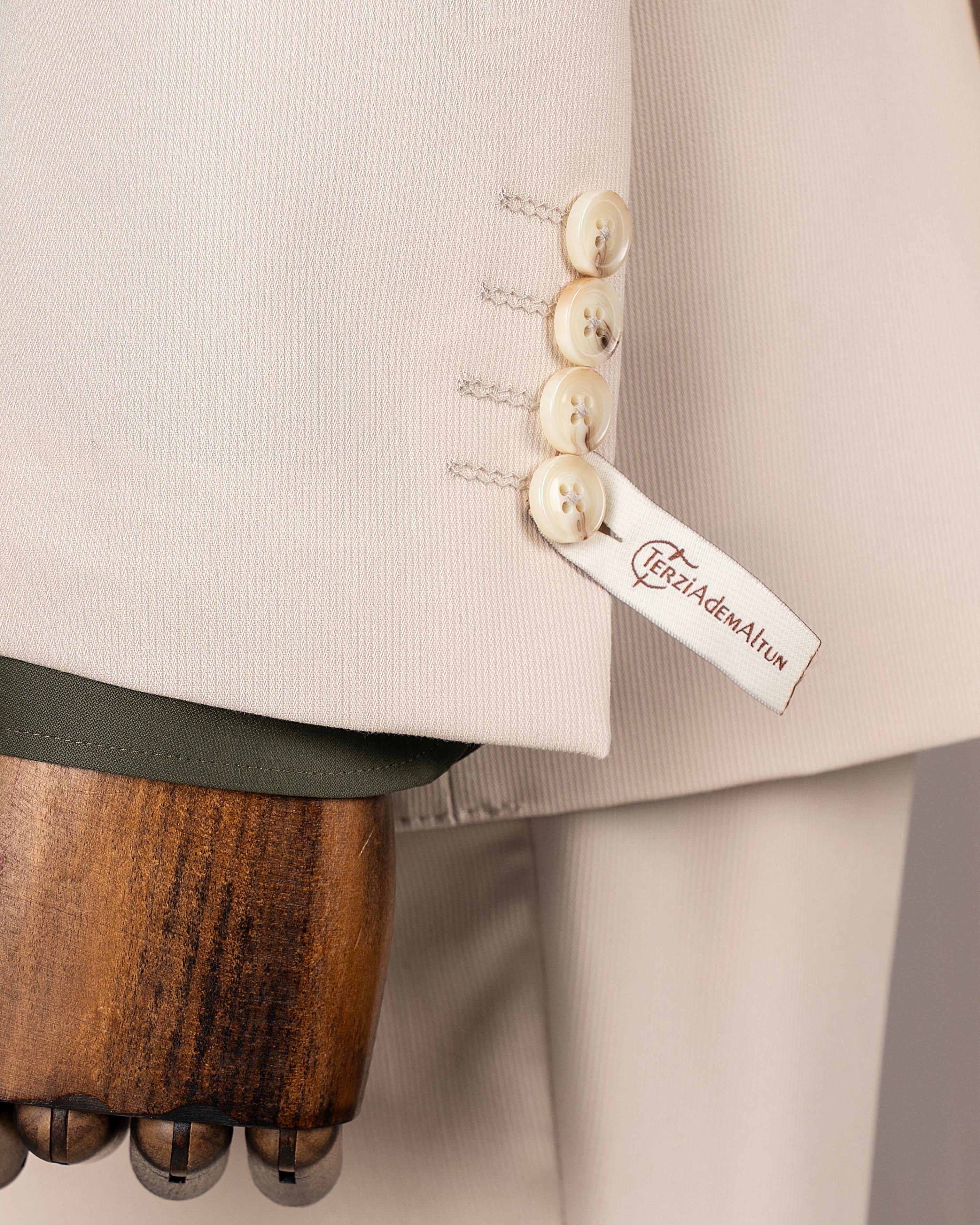 İtalyan stil kruvaze ceket pantolon takım elbise bej T14191