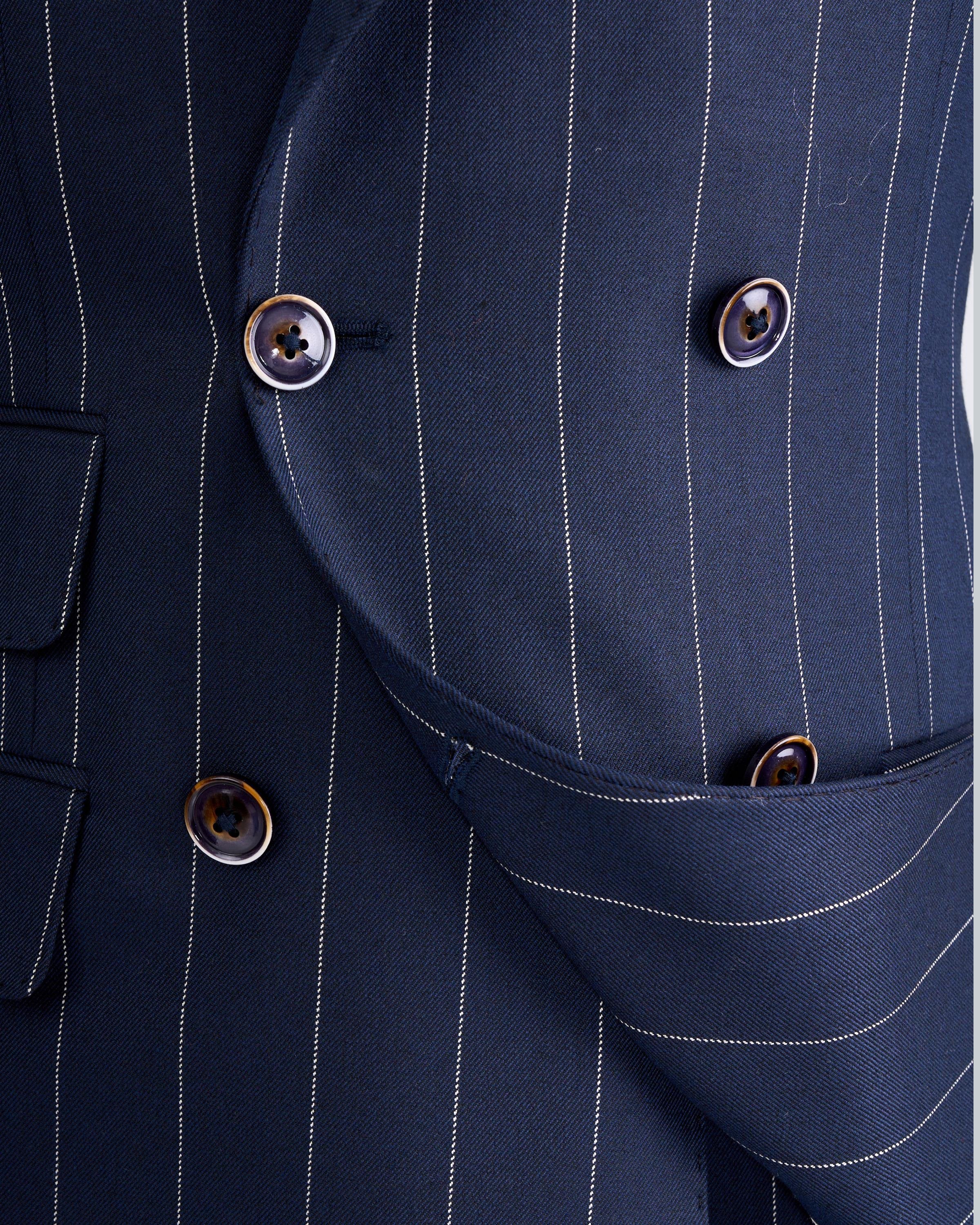 İtalyan stil kruvaze ceket pantolon takım elbise lacivert T13301