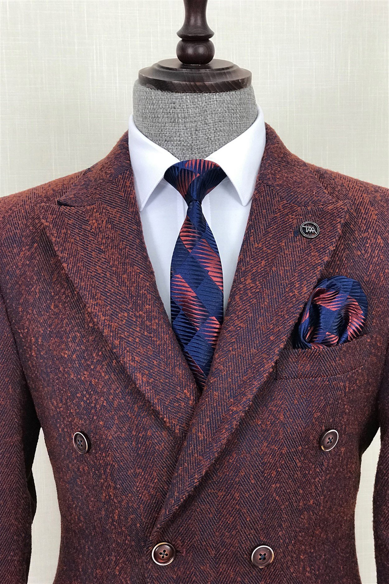 İtalyan stil kruvaze erkek tek ceket Bordo T8574