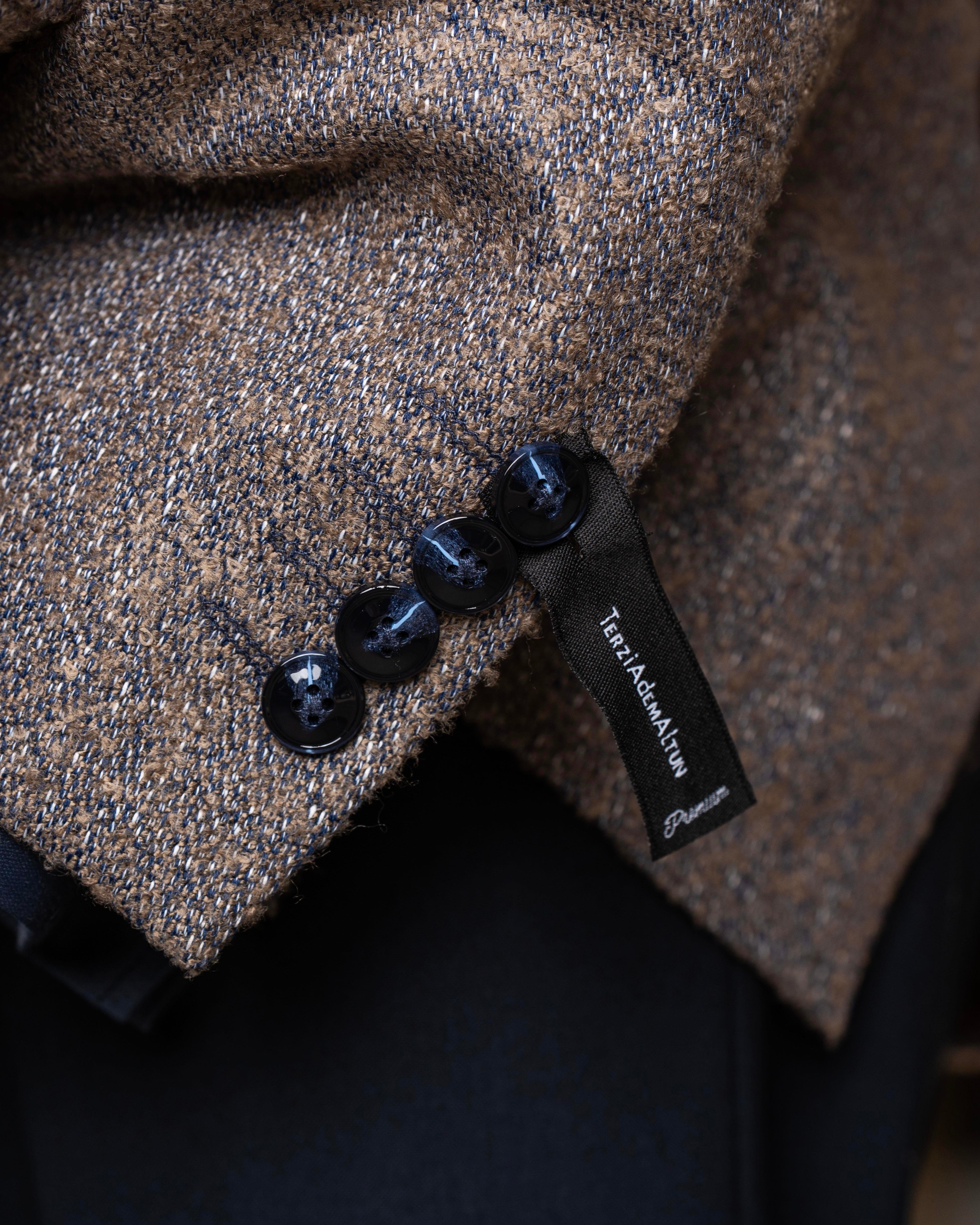 İtalyan stil kruvaze erkek tek ceket mavi T10894