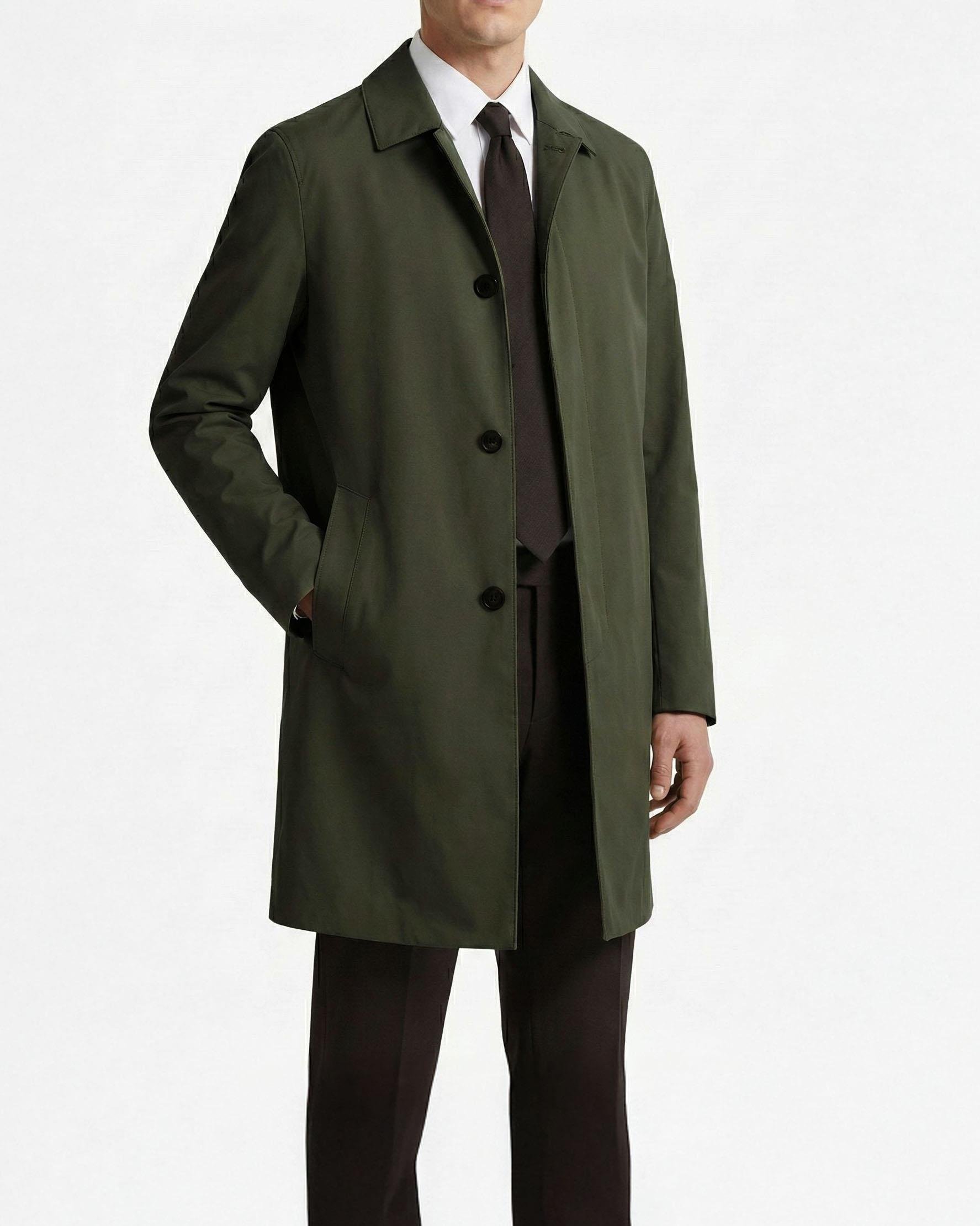 İtalyan stil mevsimlik erkek trençkot mont Haki T7985