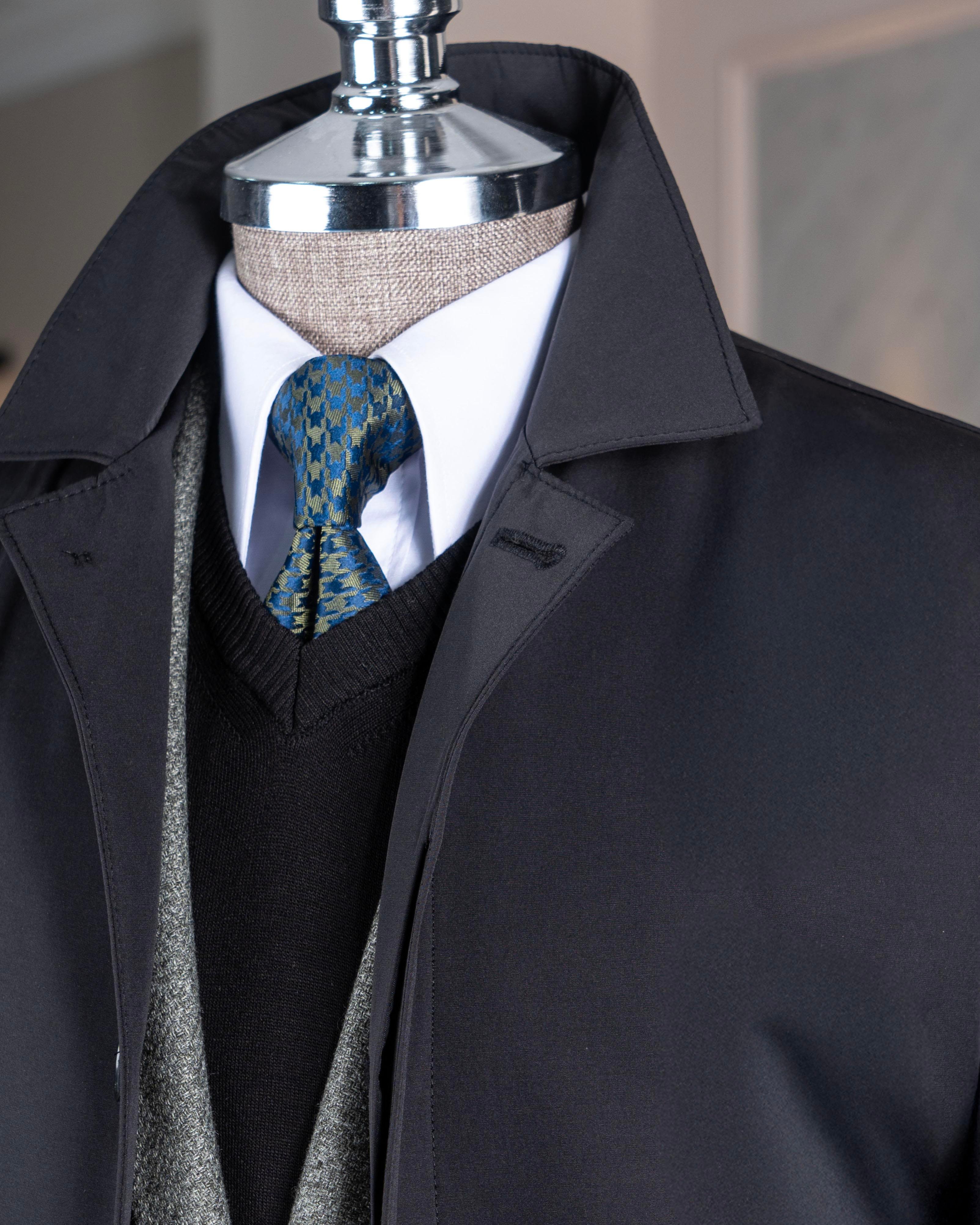 İtalyan stil mevsimlik erkek trençkot mont Siyah T7987