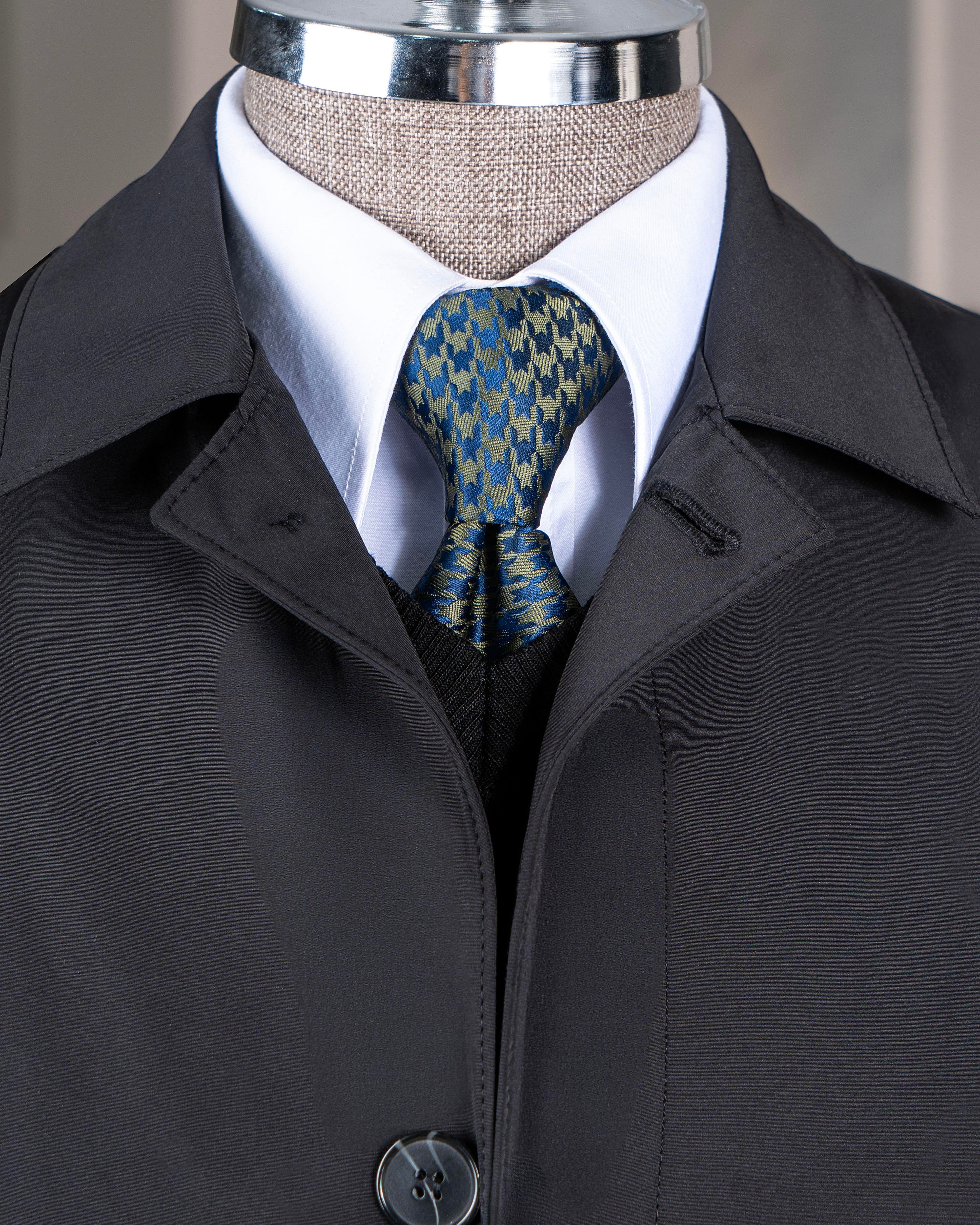 İtalyan stil mevsimlik erkek trençkot mont Siyah T7987