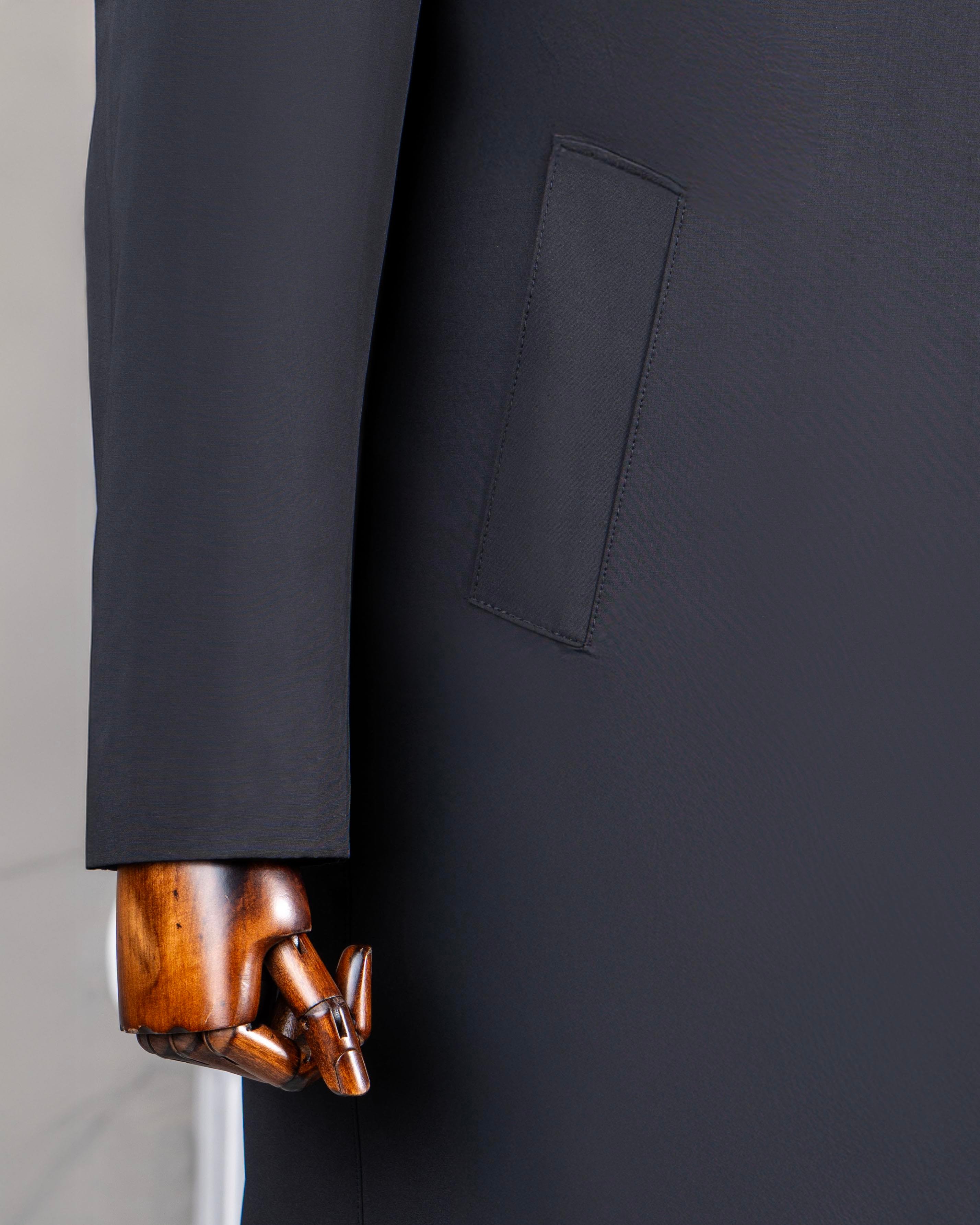 İtalyan stil mevsimlik erkek trençkot mont Siyah T7987