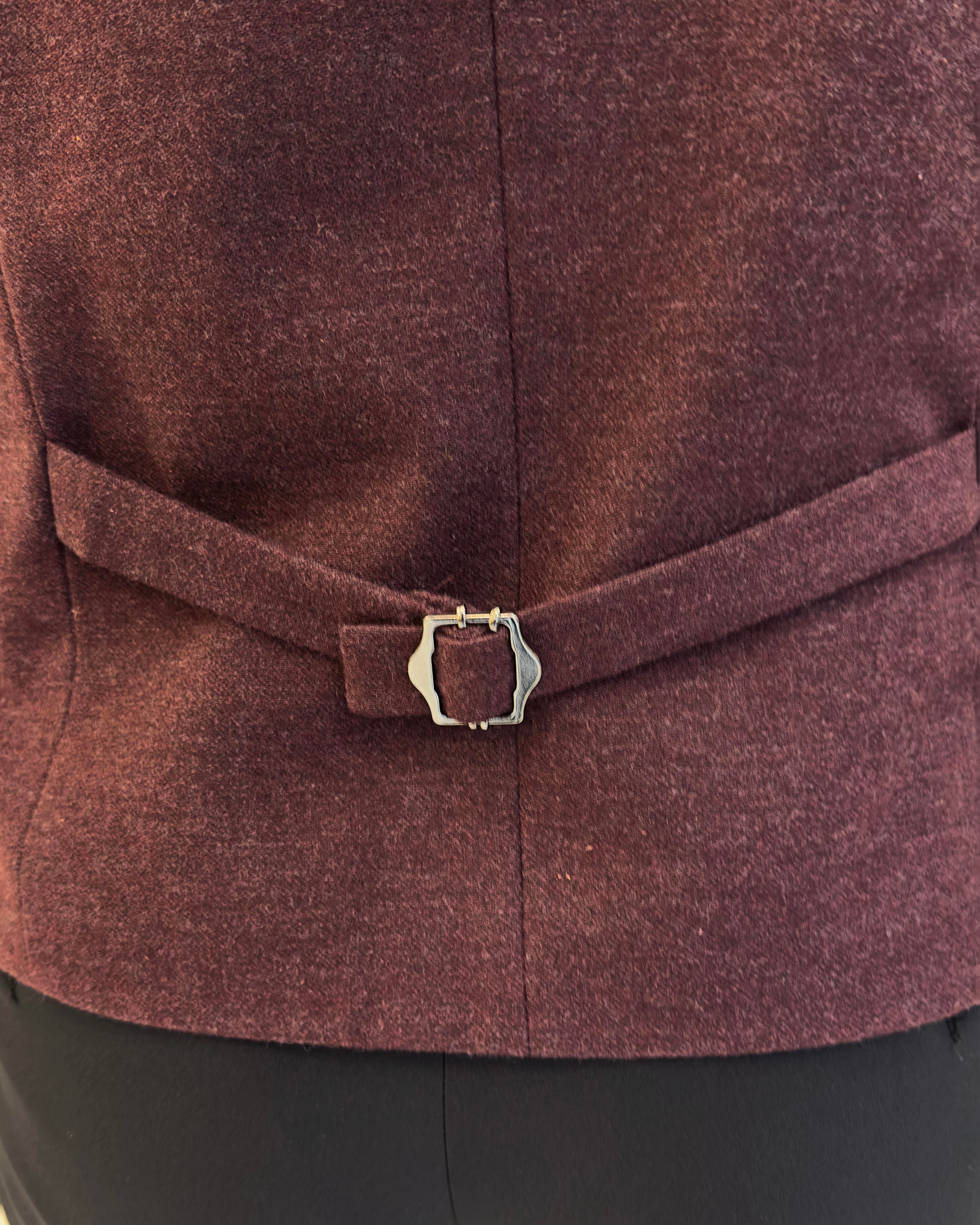 İtalyan stil mono yaka cepken yelek bordo T10477