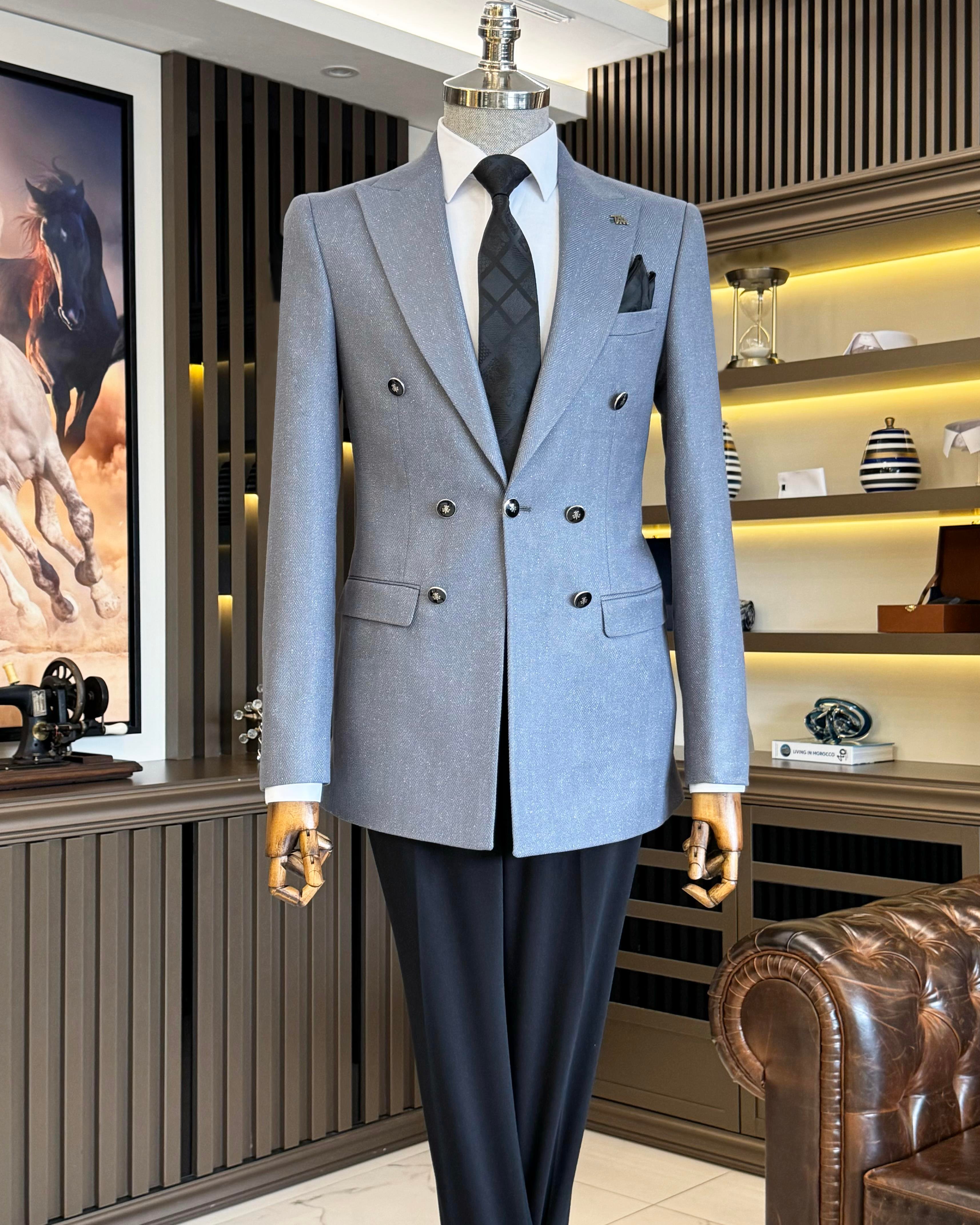  Italian style mono collar button detailed men's jacket gray T10550