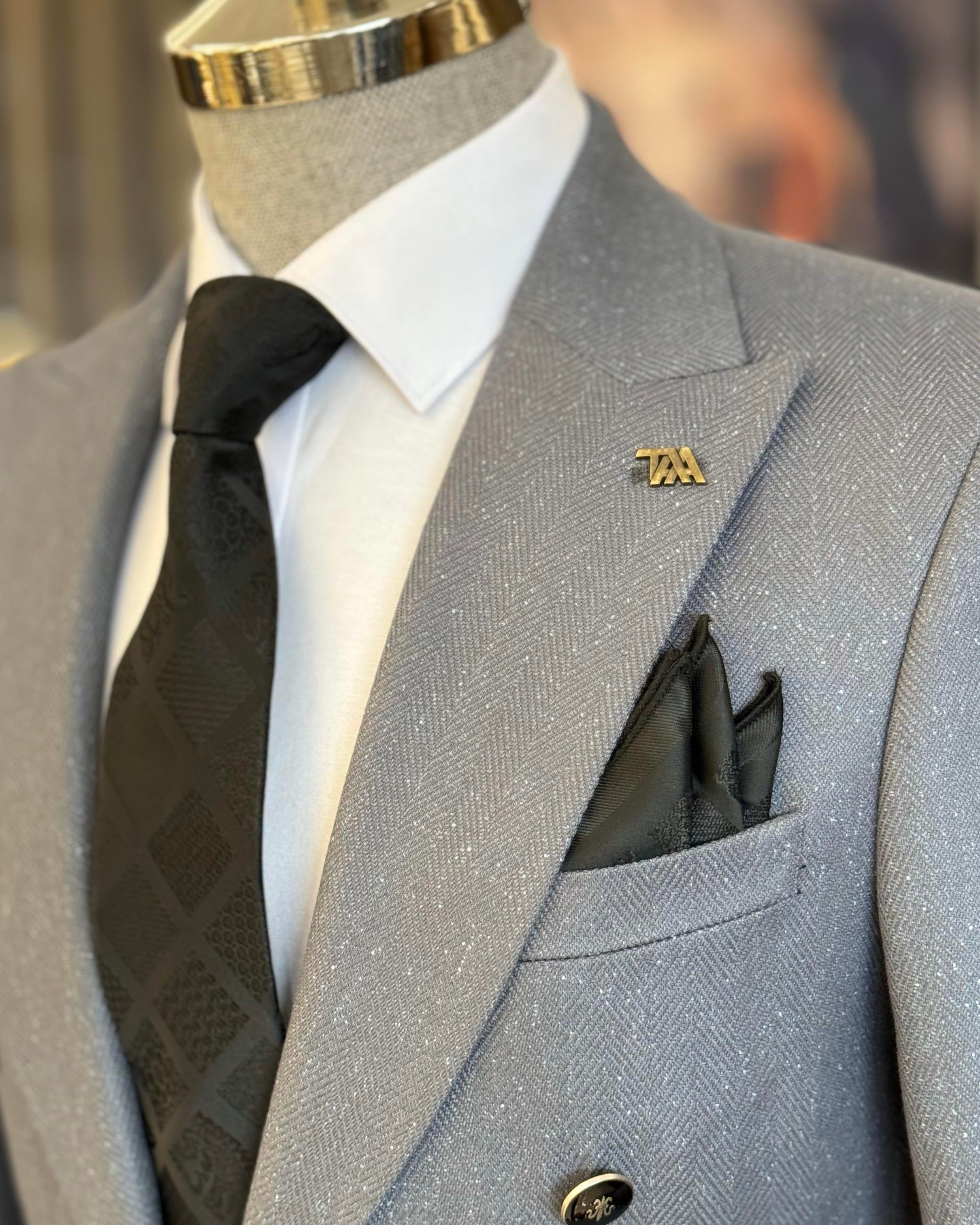  Italian style mono collar button detailed men's jacket gray T10550