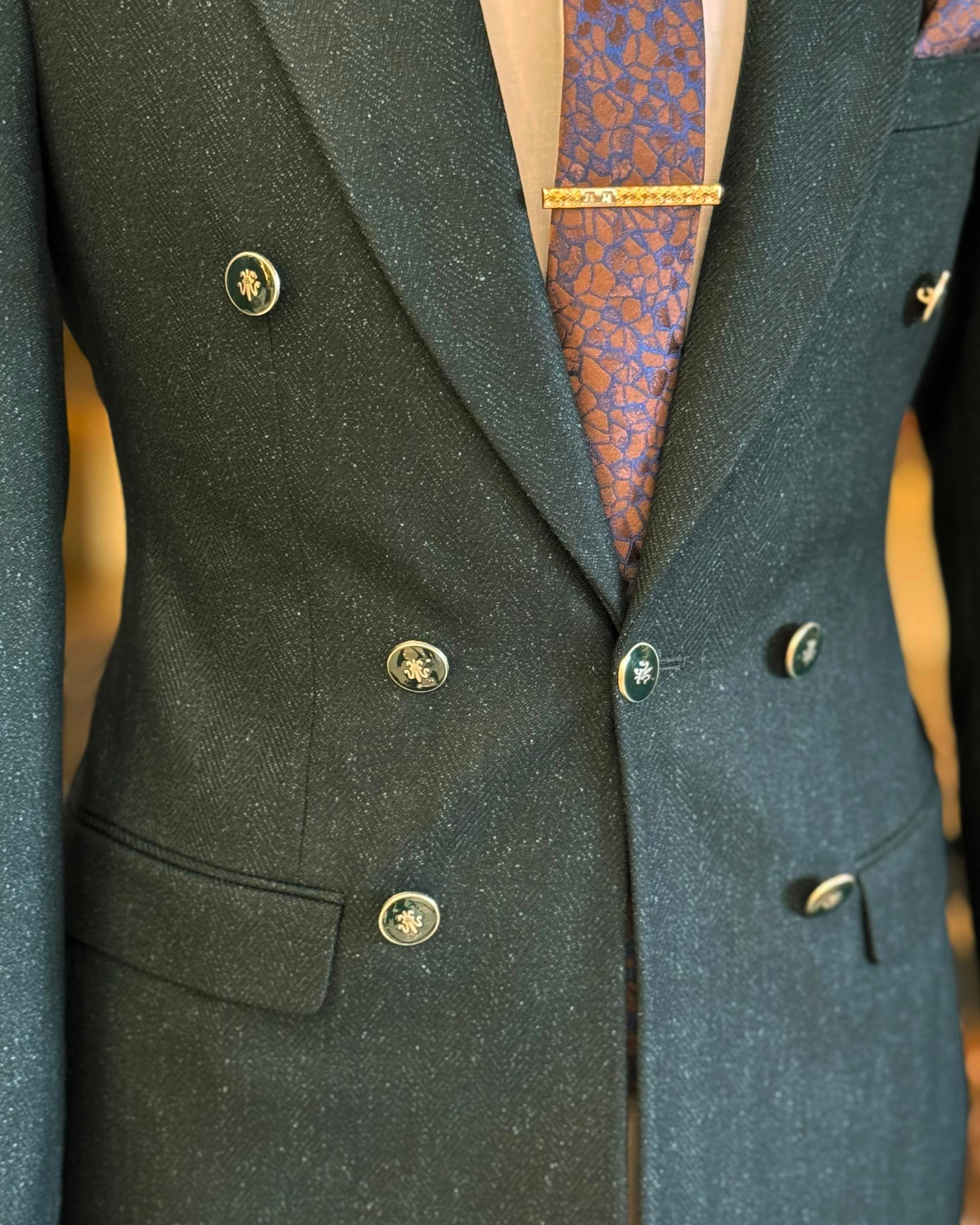  Italian style mono collar button detailed men's jacket green T10545