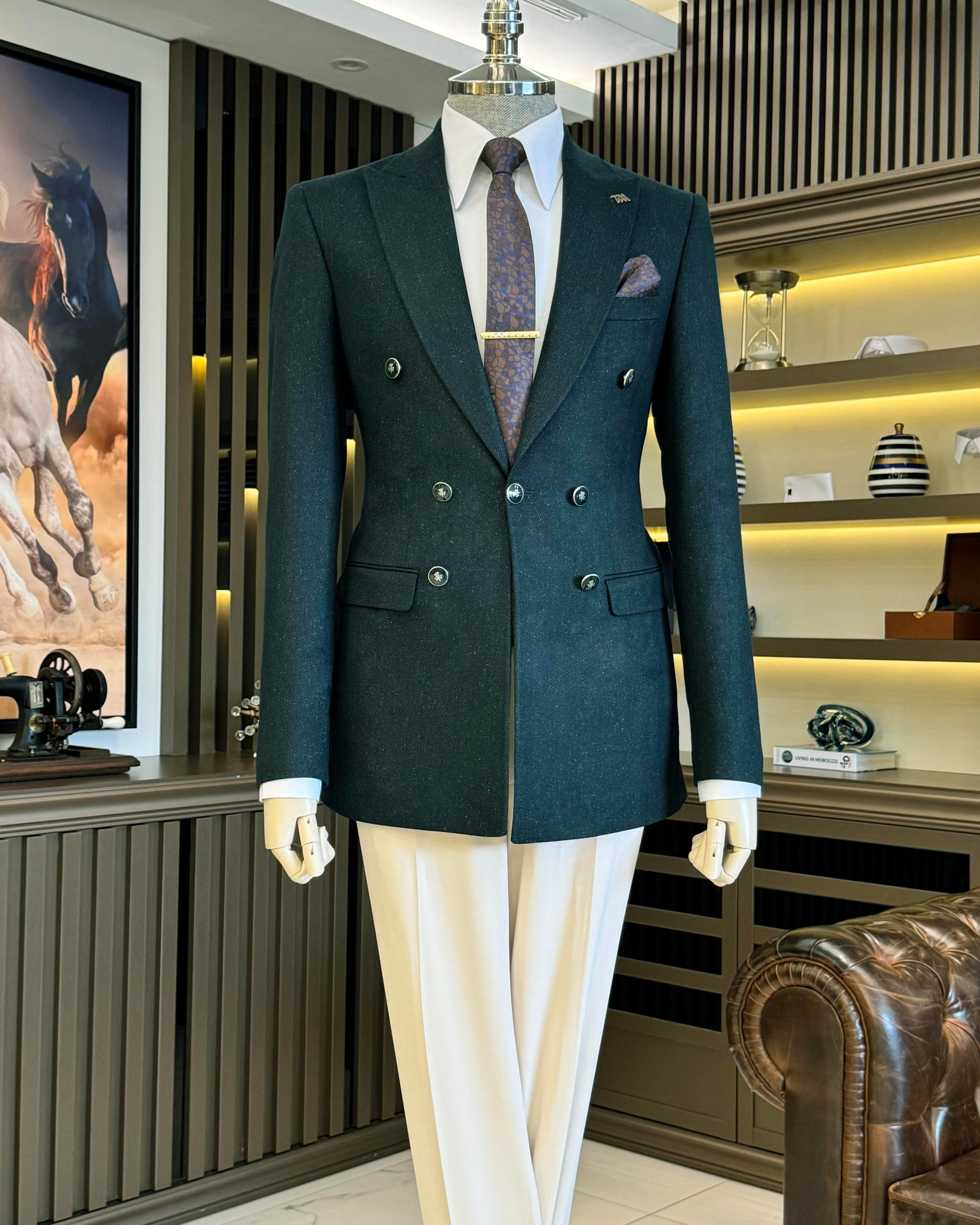  Italian style mono collar button detailed men's jacket green T10545