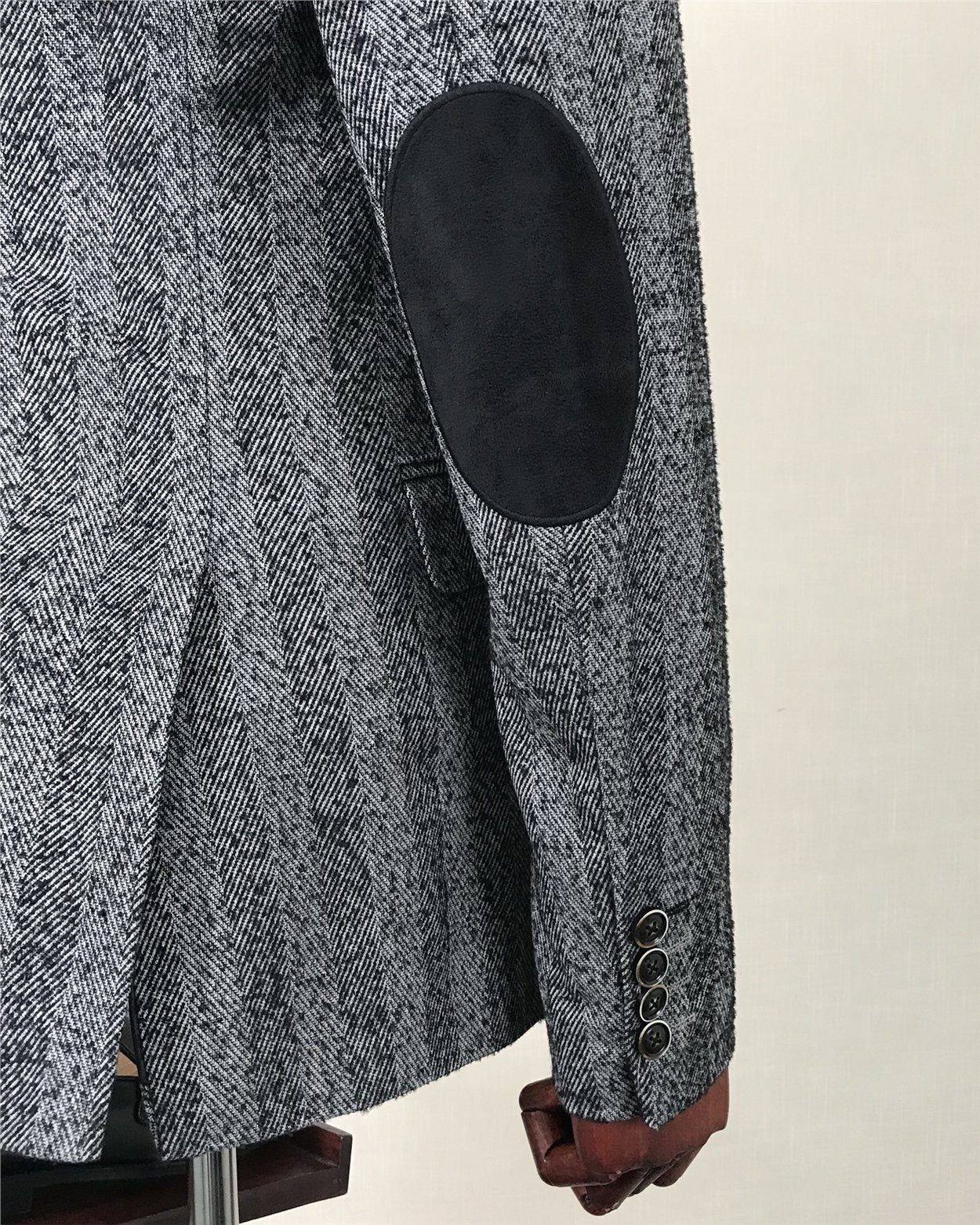 İtalyan stil  mono yaka erkek tek ceket Siyah T8564