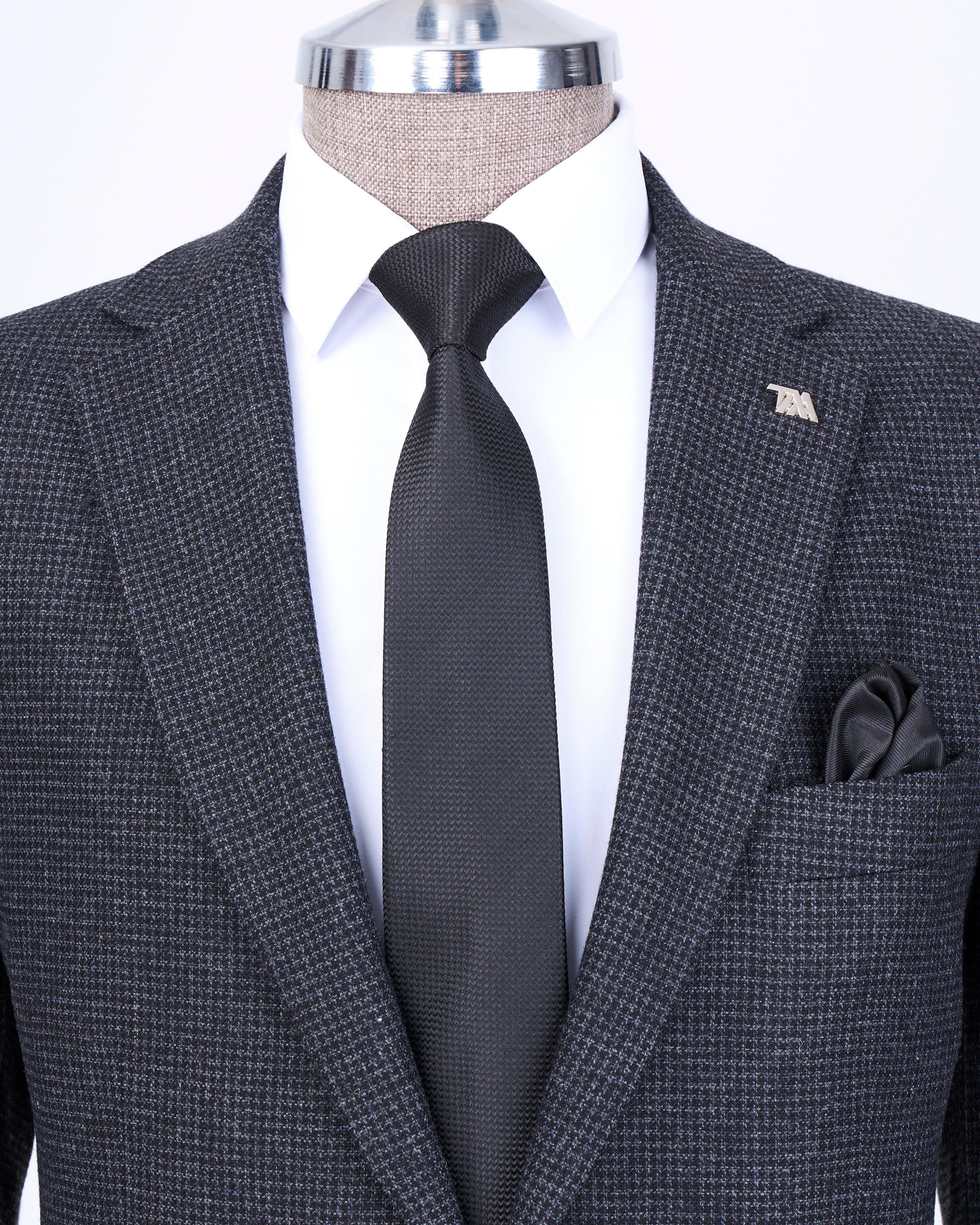 İtalyan stil slim fit 4 drop mono yaka erkek tek ceket antrasit T13536