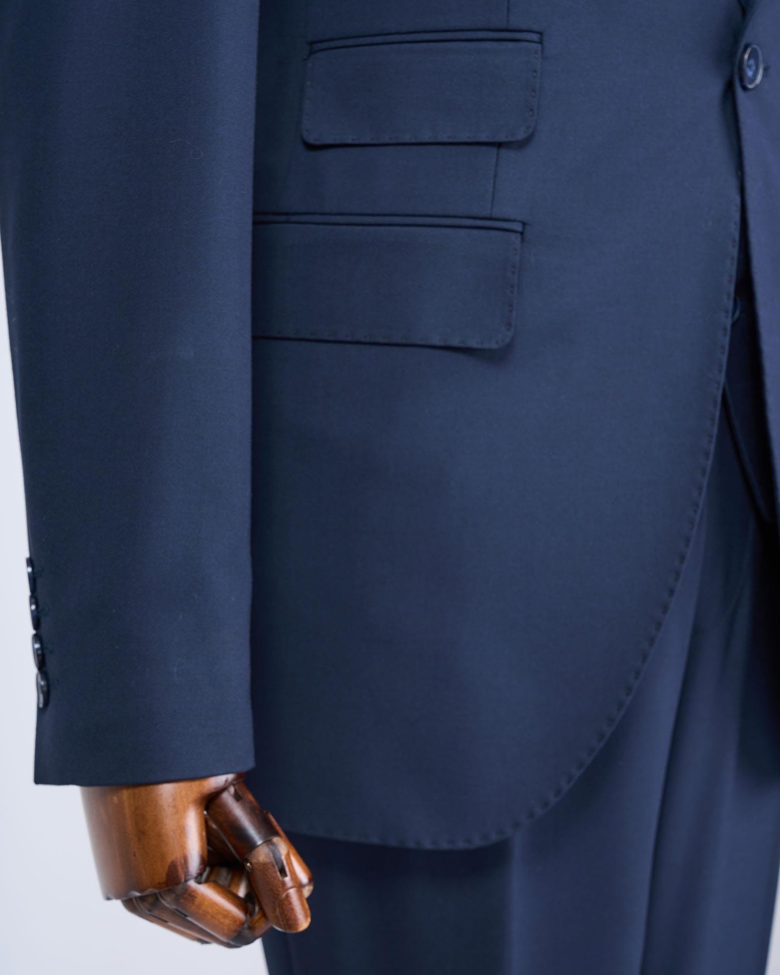 İtalyan stil slim fit 8 drop ceket yelek pantolon takım elbise lacivert T12728