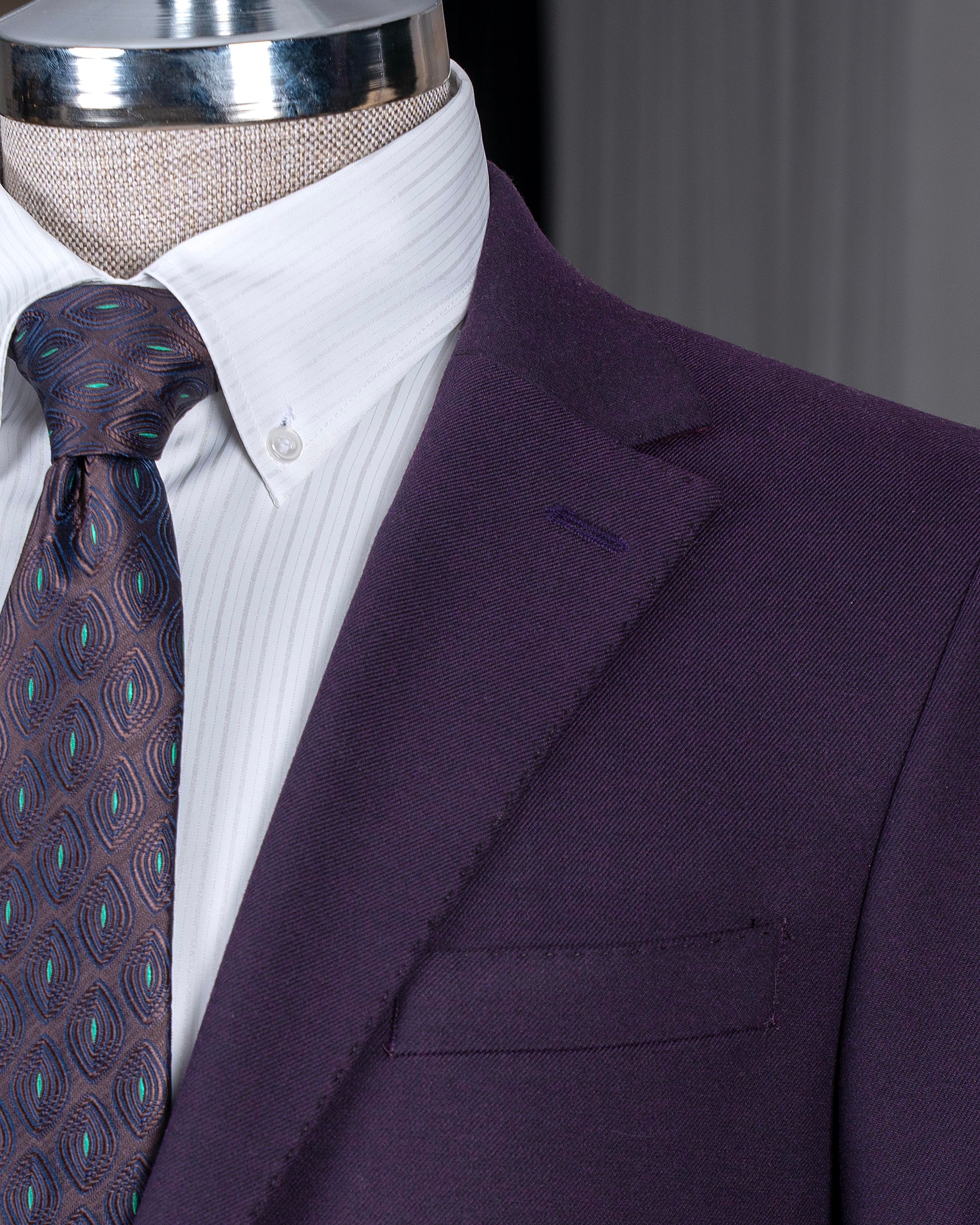 İtalyan stil slim fit 8 drop mono yaka erkek ceket mor T10772