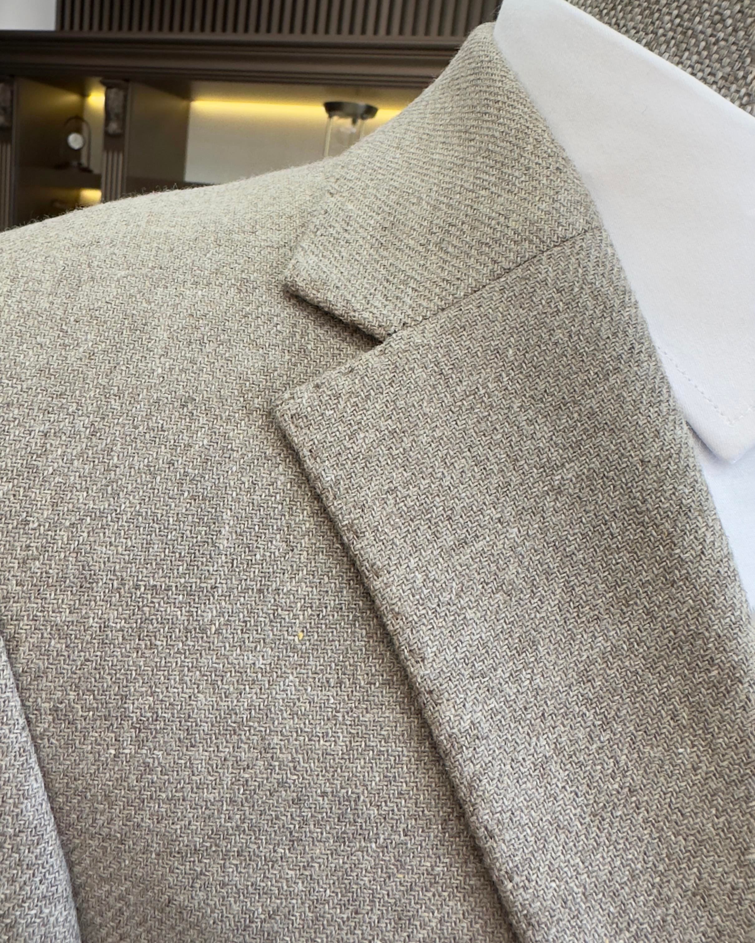 İtalyan stil slim fit 8 drop mono yaka erkek ceket bej T10980