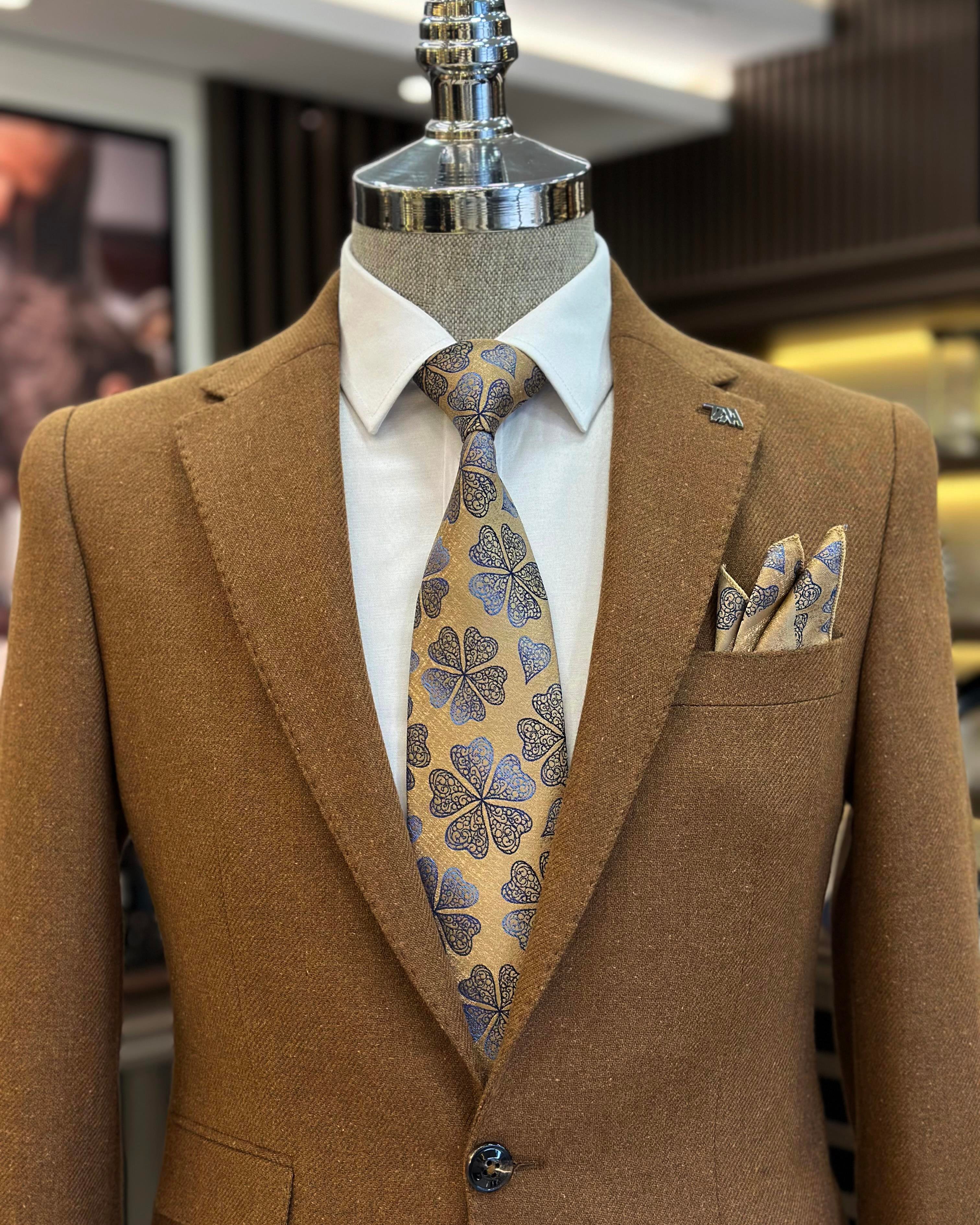  Italian style slim fit 8 drop mono collar men's jacket camel T10982