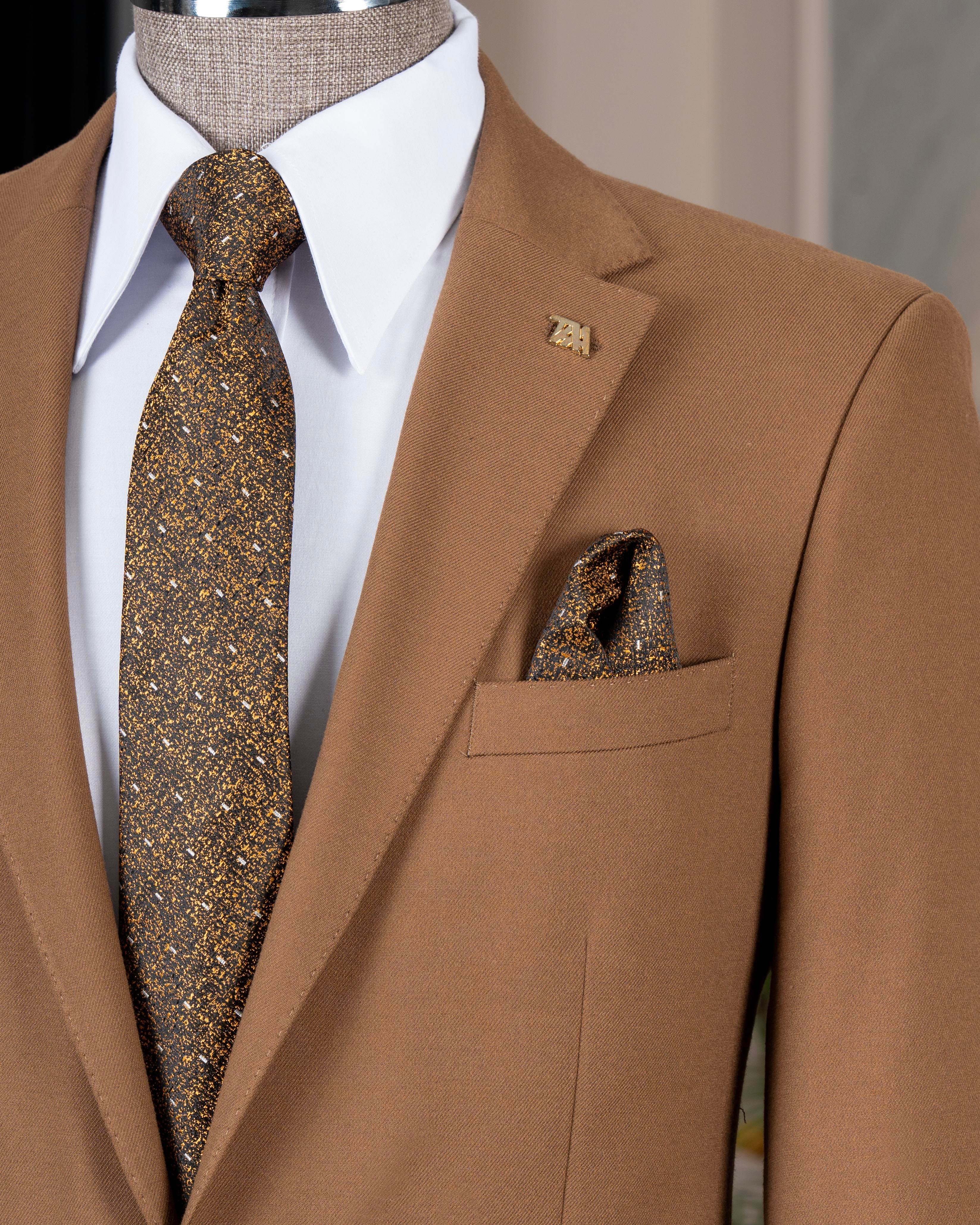 İtalyan stil slim fit 8 drop mono yaka erkek ceket kahverengi T10774