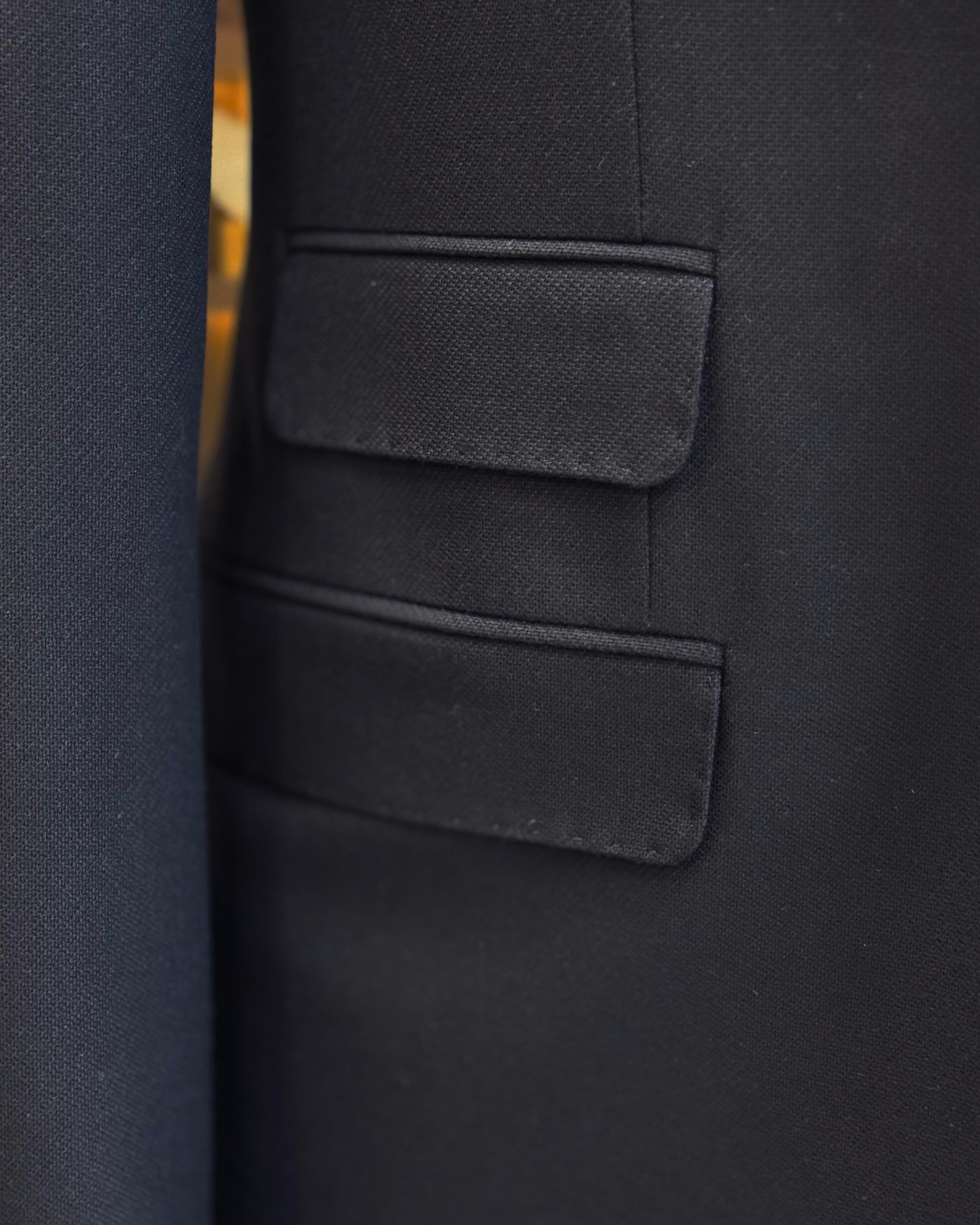 Italian style slim fit dobby patterned jacket vest trouser suit navy blue T11489