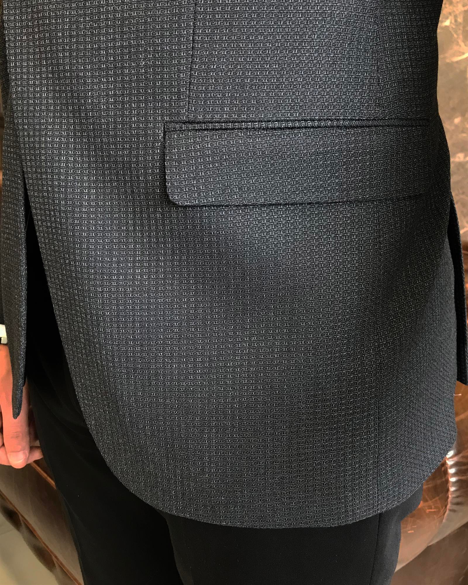İtalyan stil slim fit armürlü erkek ceket antrasit T9660