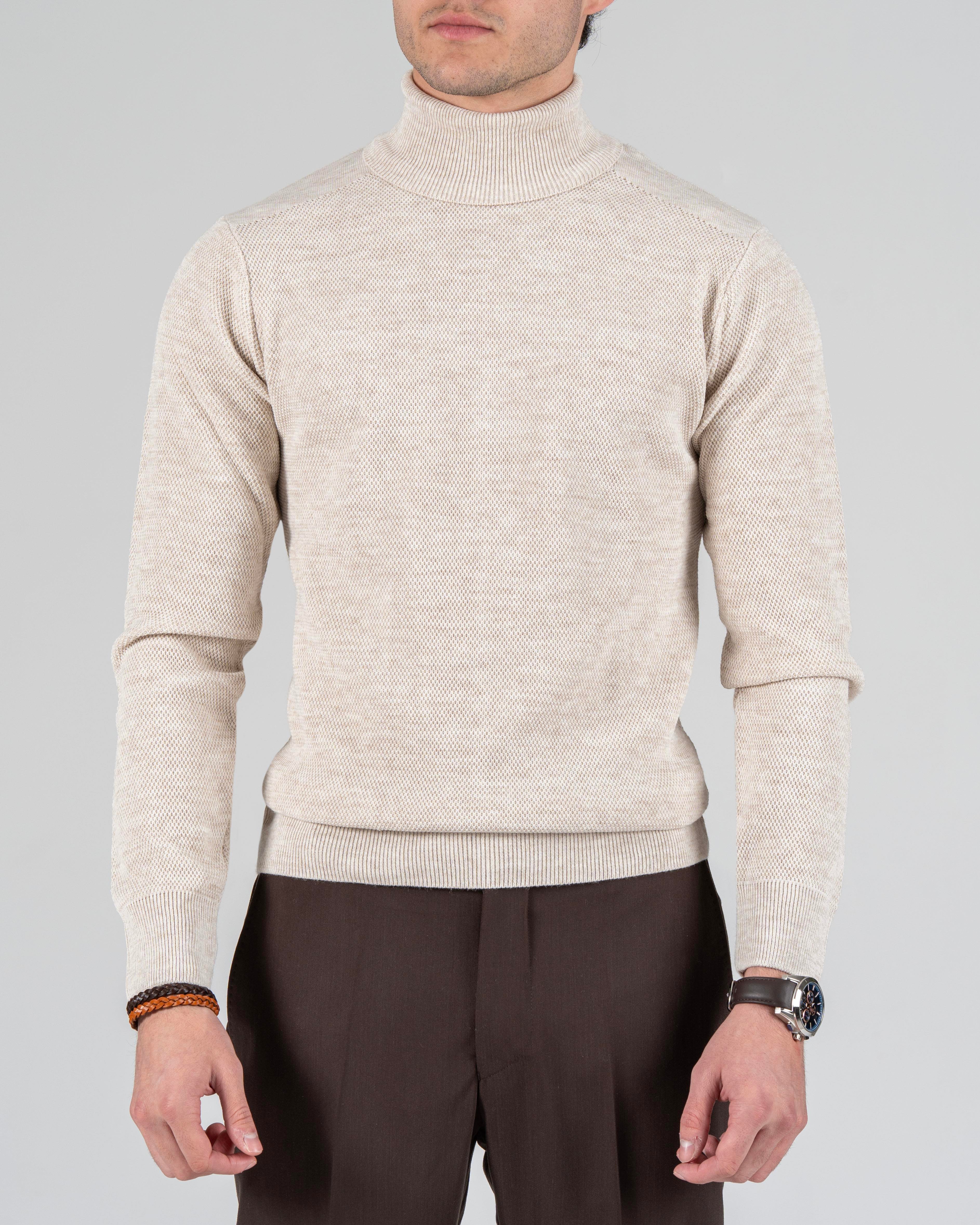 İtalyan stil slim fit balıkçı yaka triko erkek kazak gri T13227