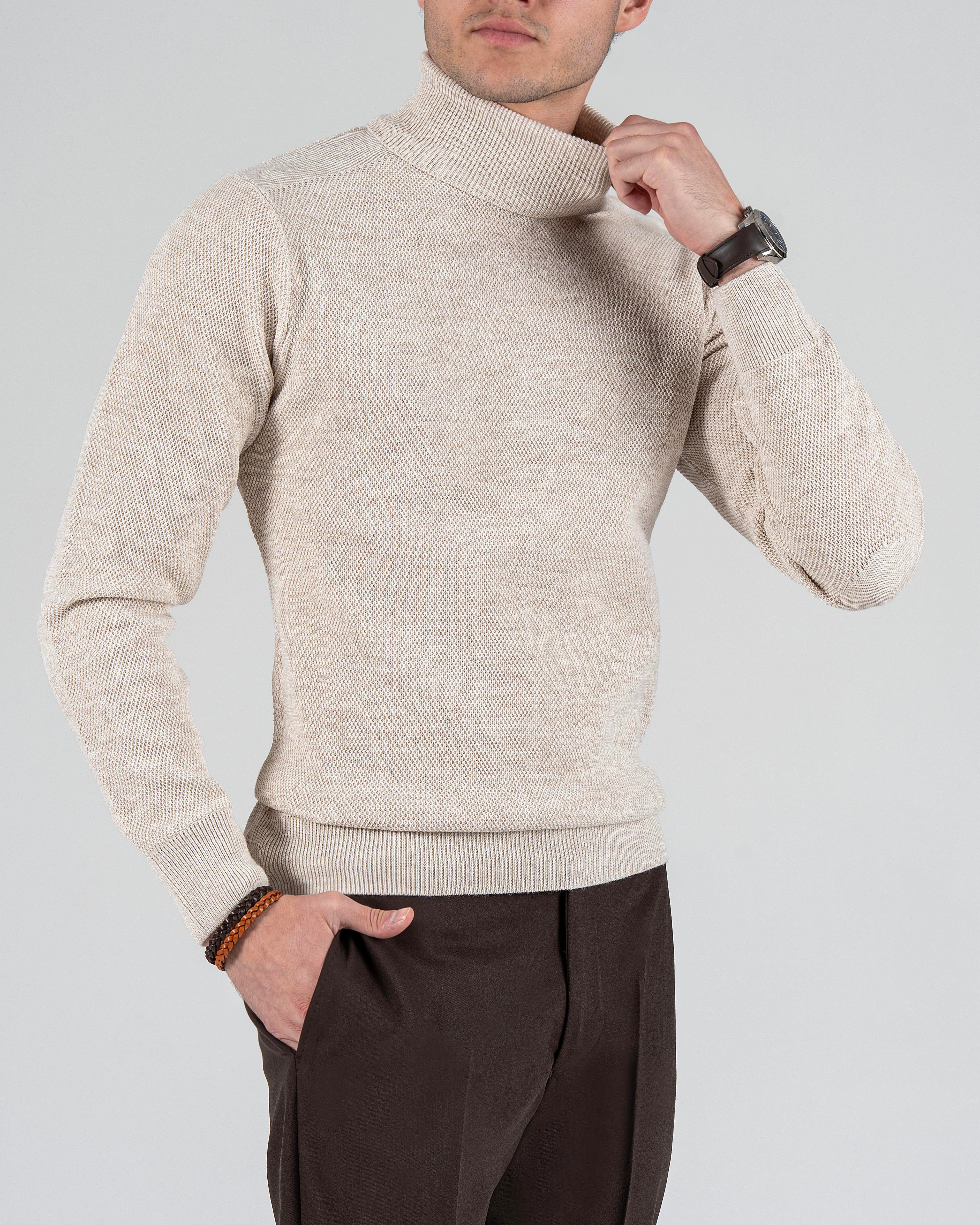 İtalyan stil slim fit balıkçı yaka triko erkek kazak gri T13227