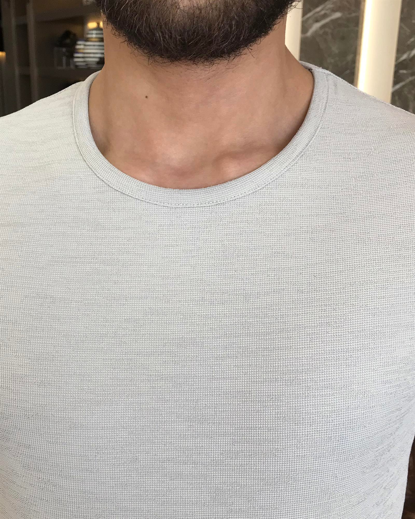 Italian style slim fit crew neck t-shirt gray T9389