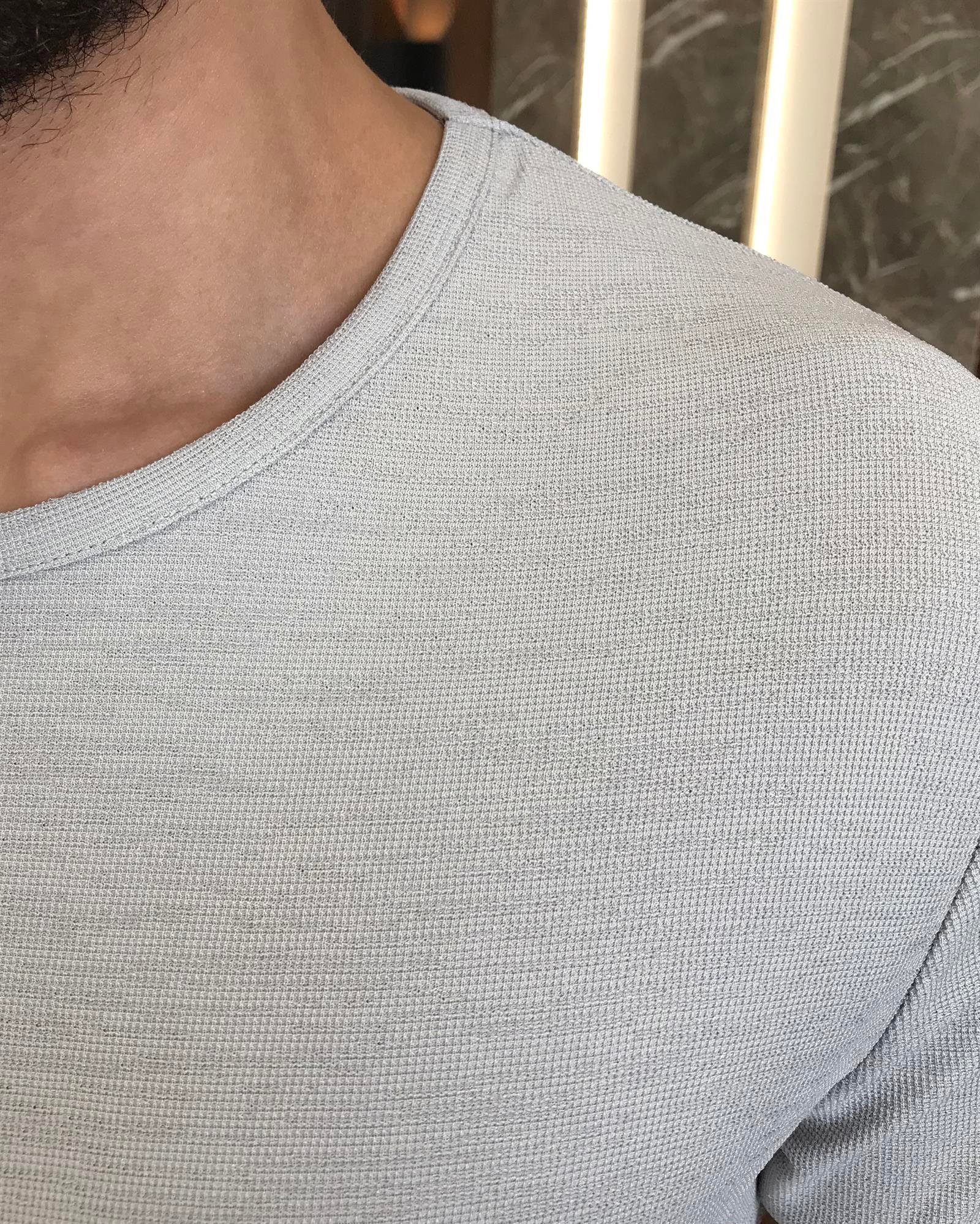 Italian style slim fit crew neck t-shirt gray T9389
