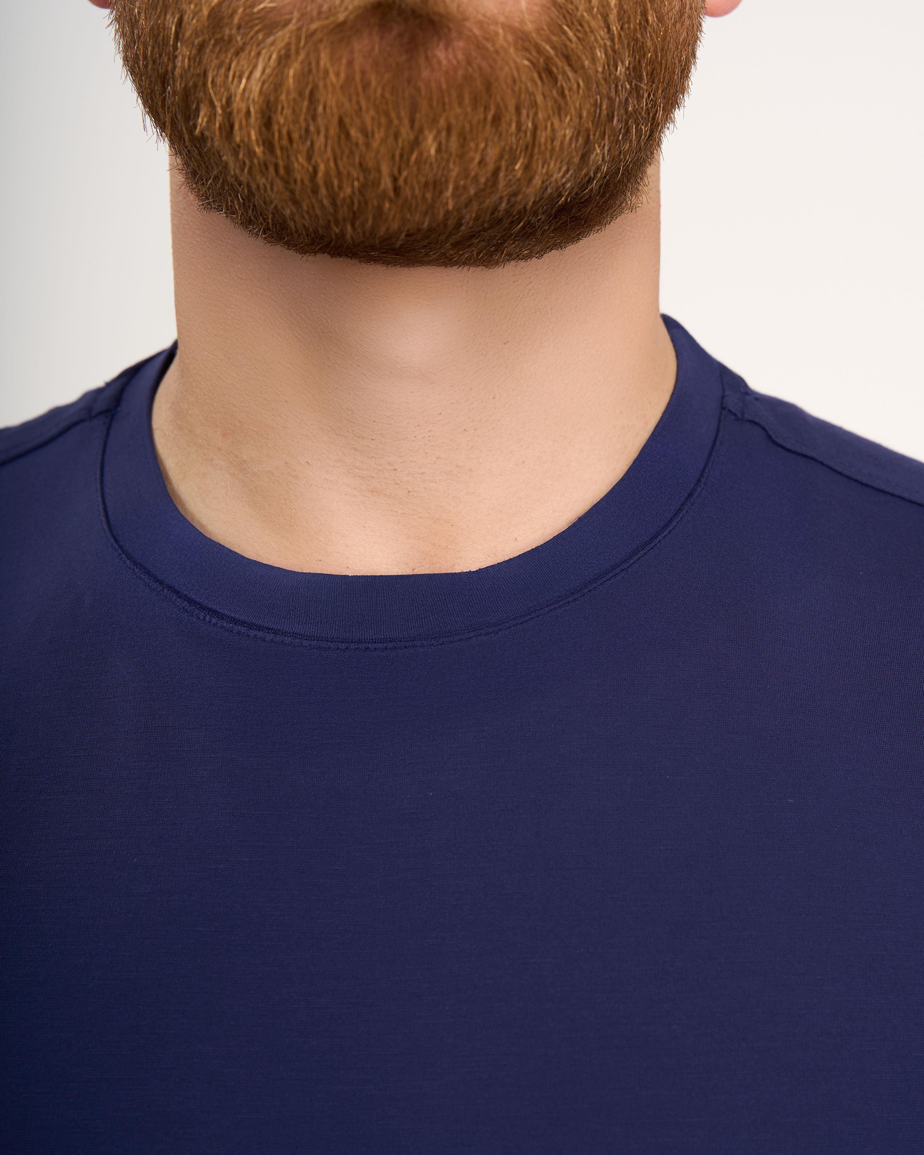 İtalyan stil slim fit bisiklet yaka triko tişört indigo T13769