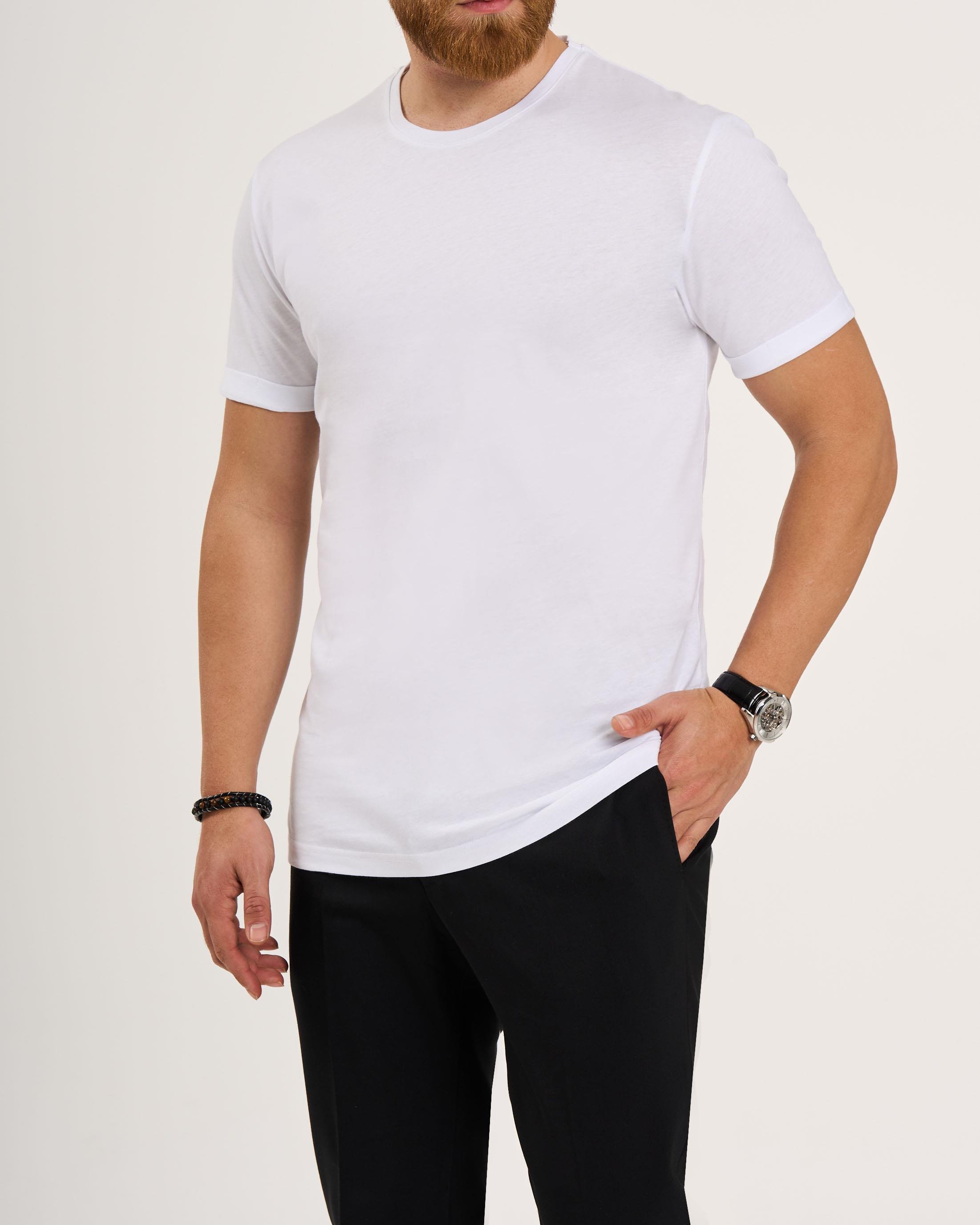 İtalyan stil slim fit bisiklet yaka triko tişört beyaz T12033