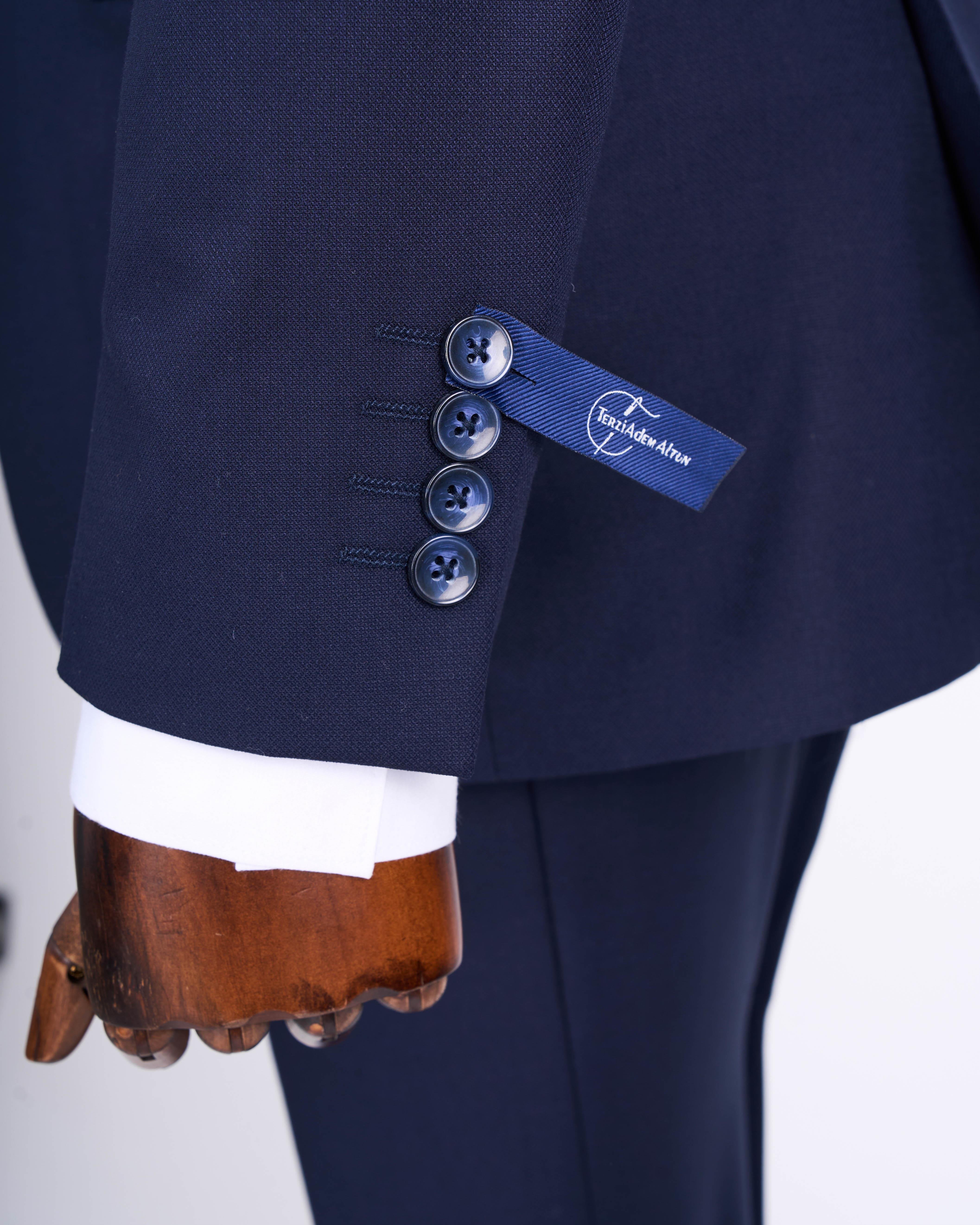 İtalyan stil slim fit ceket pantalon erkek takım elbise lacivert T13512