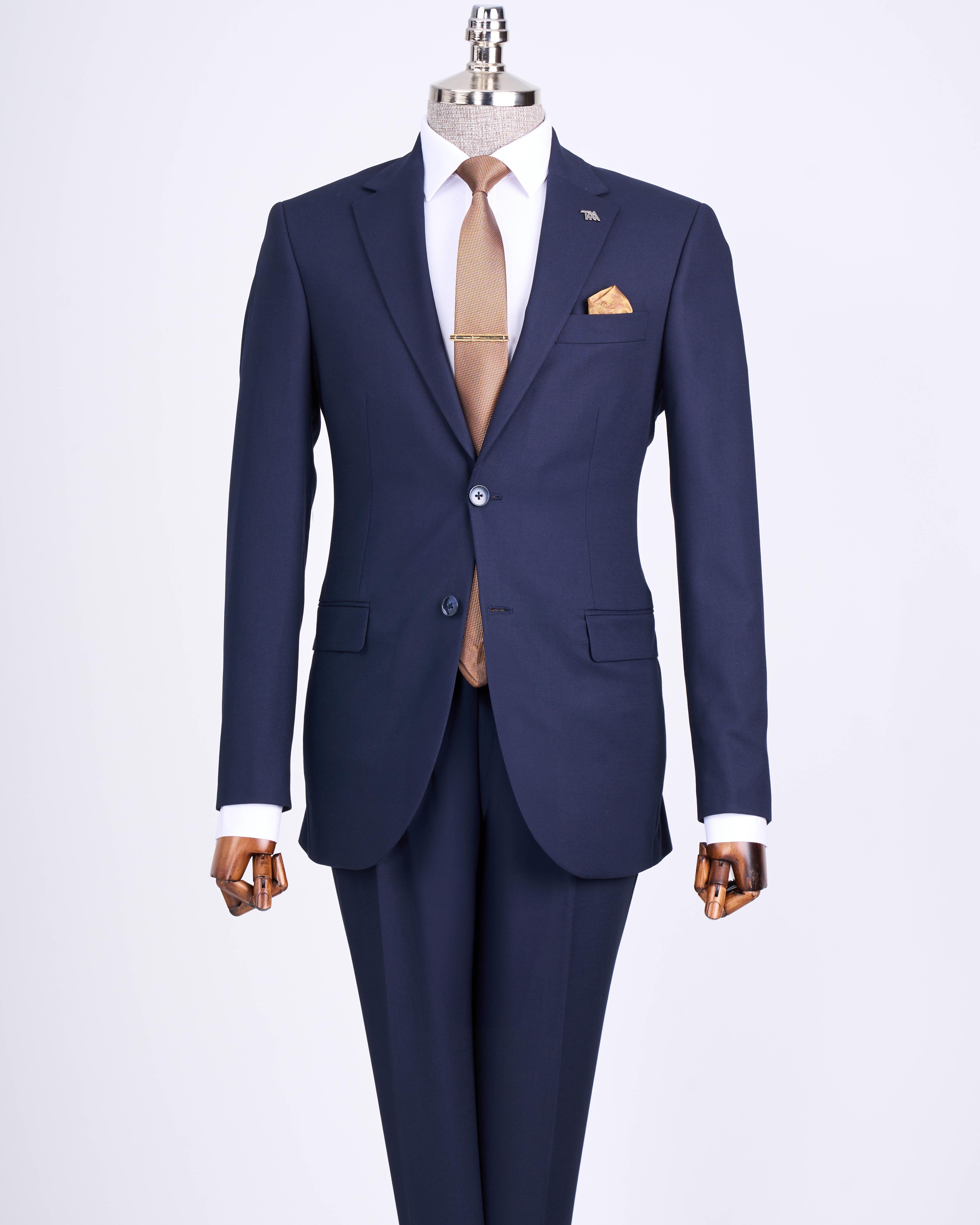 İtalyan stil slim fit ceket pantalon erkek takım elbise lacivert T13512