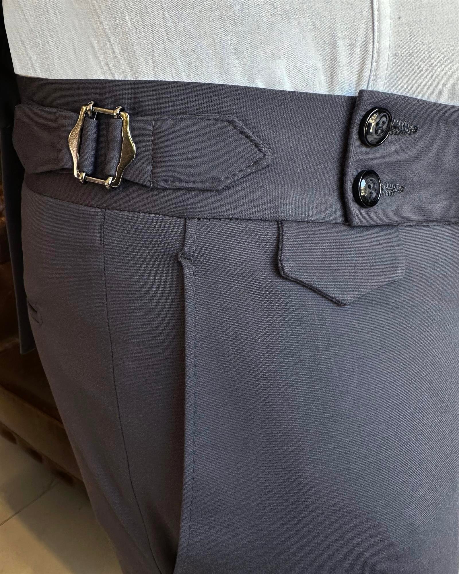 İtalyan stil slim fit ceket pantolon takım elbise antrasit T9687