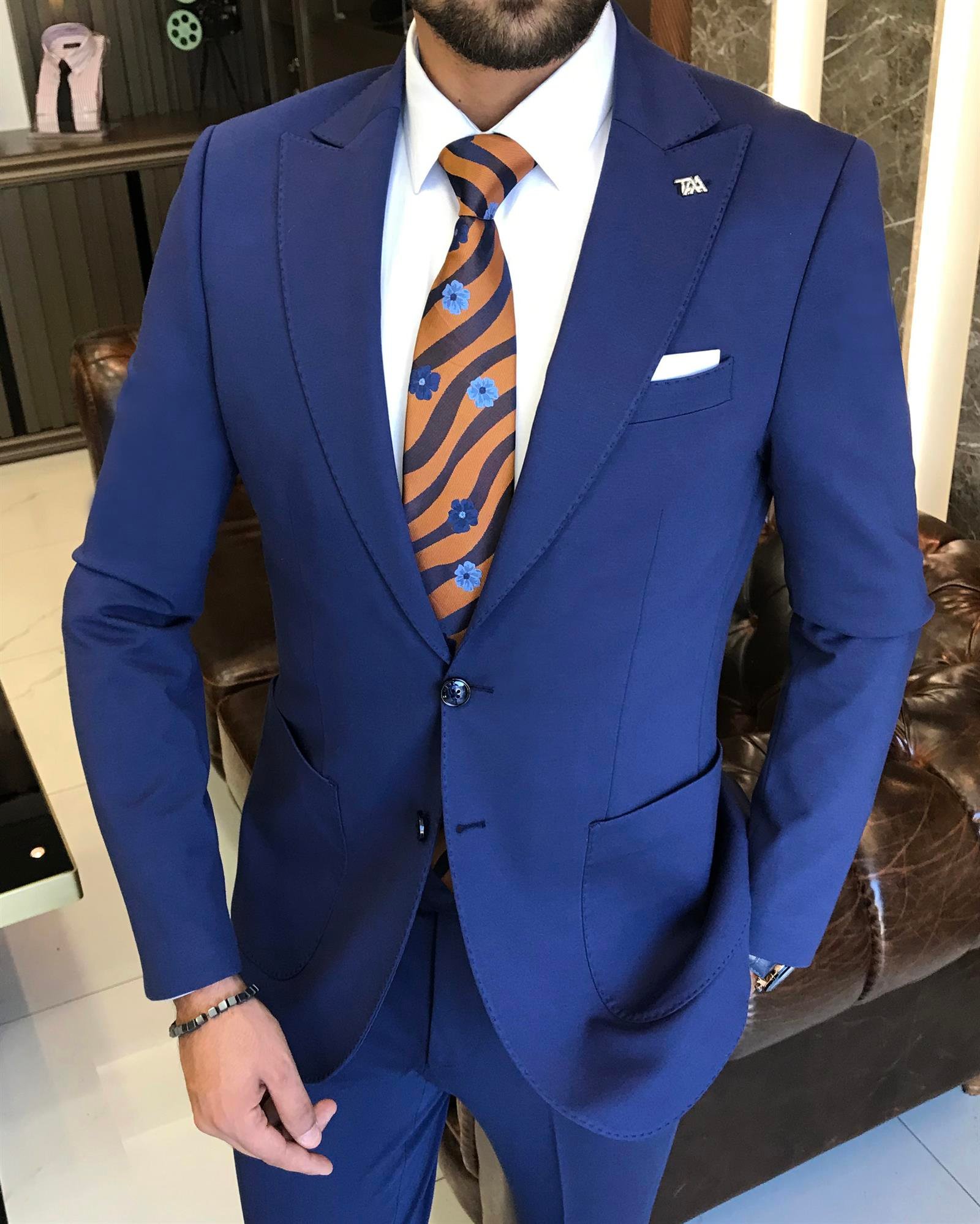 Italian style slim fit jacket pant suit saks T9693