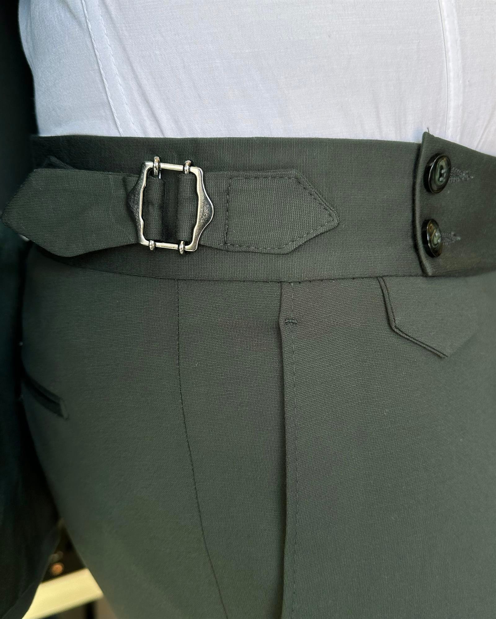 İtalyan stil slim fit ceket pantolon takım elbise yeşil T9688