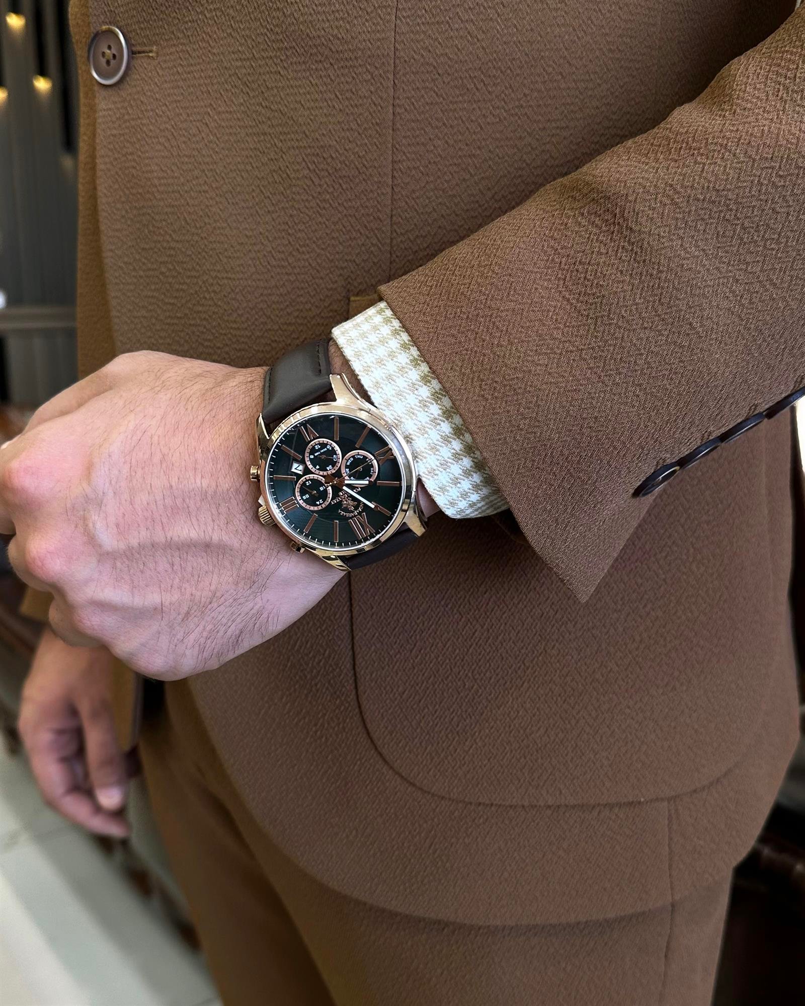 İtalyan stil slim fit  ceket pantolon takım elbise camel T10005