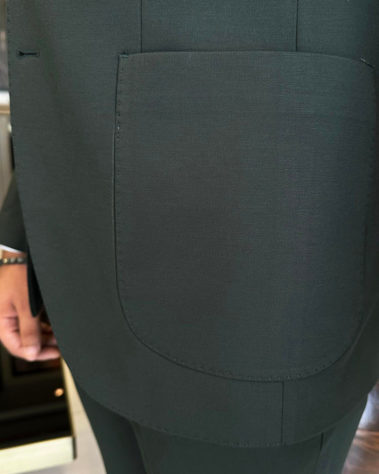 İtalyan stil slim fit ceket pantolon takım elbise yeşil T9688