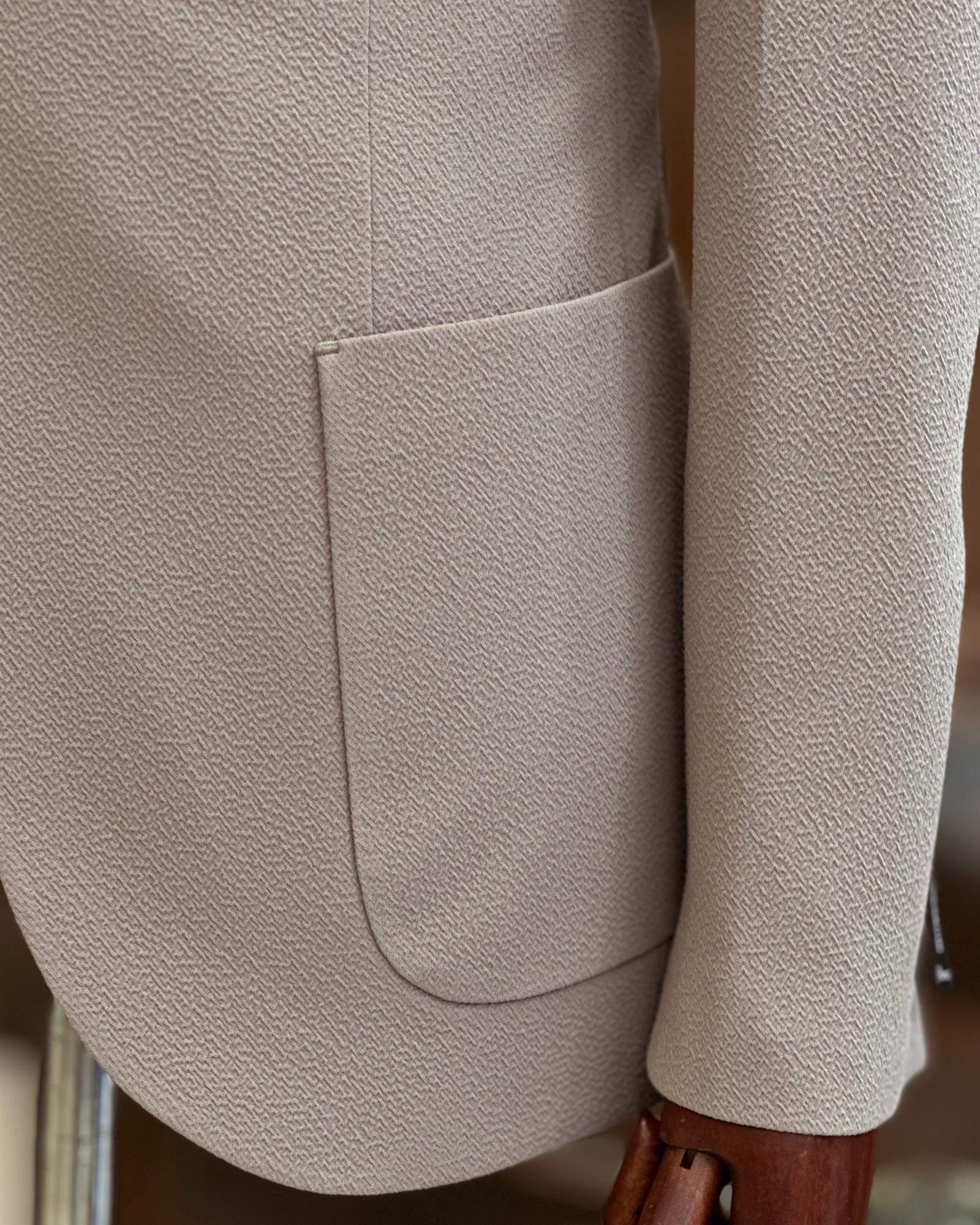 İtalyan stil slim fit  ceket pantolon takım elbise vizon T10004