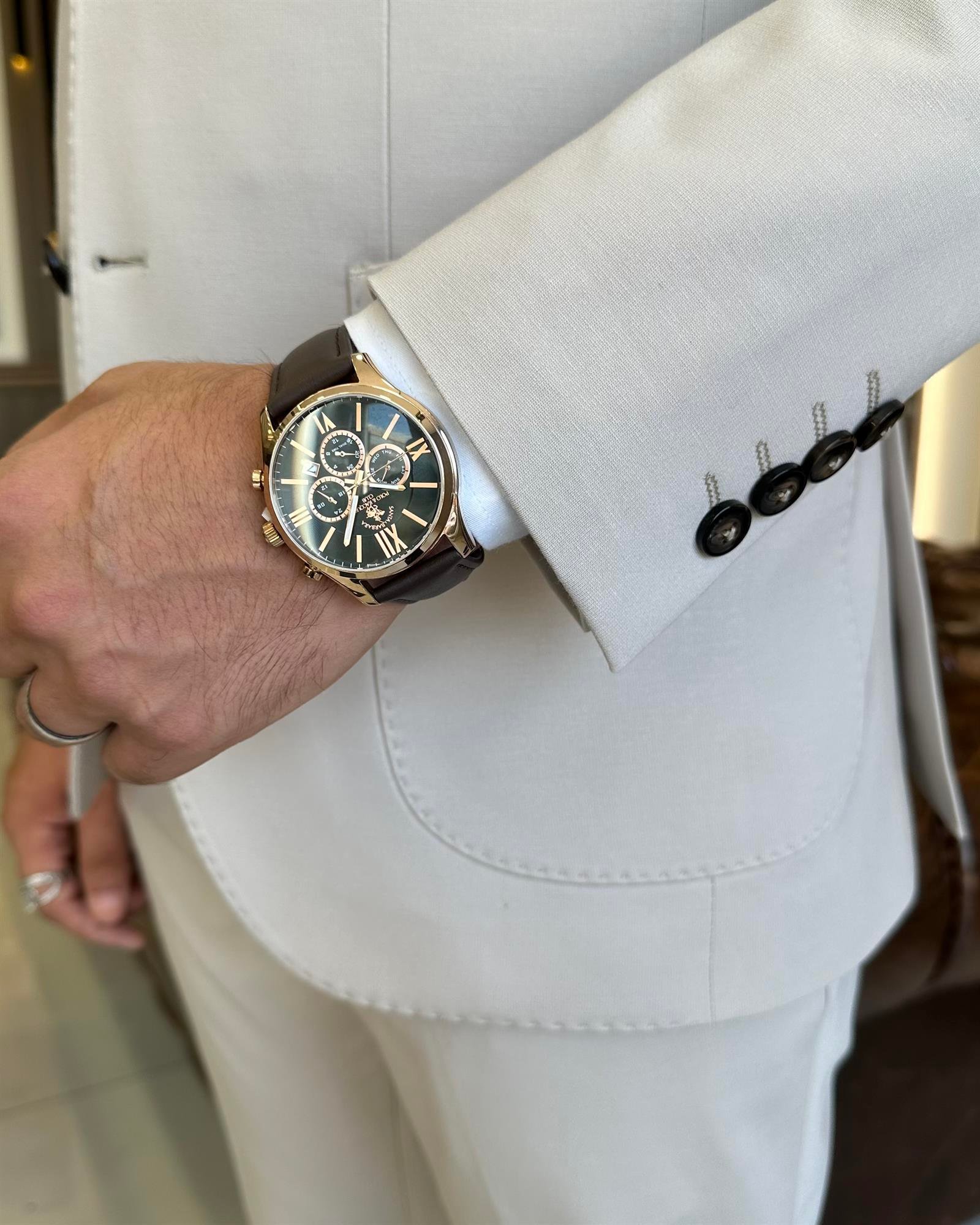 Italian style slim fit jacket pant suit beige T9689