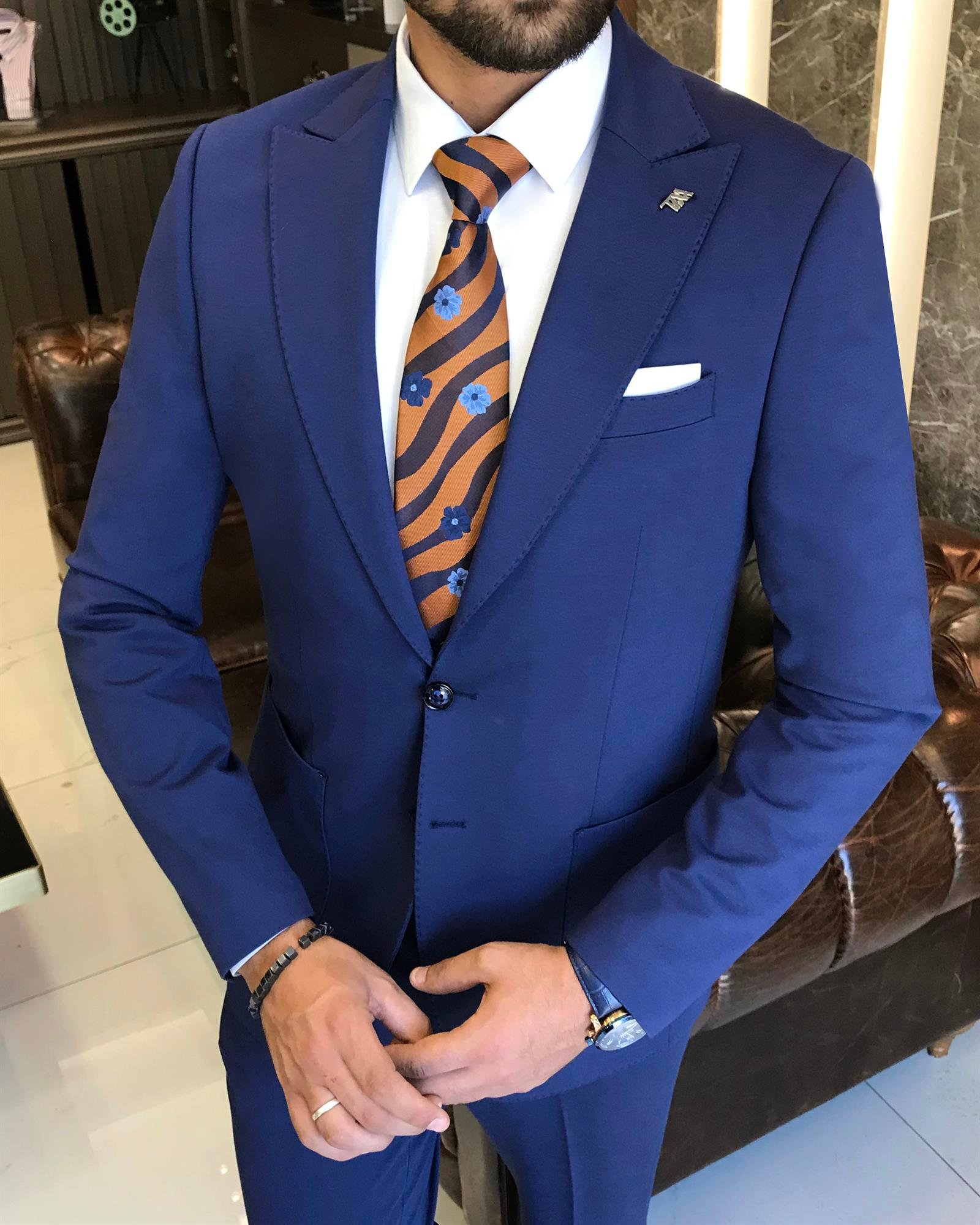 Italian style slim fit jacket pant suit saks T9693