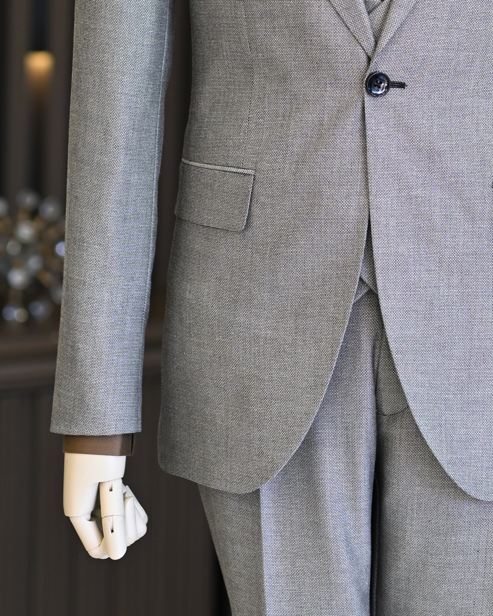 Italian style slim fit jacket vest trouser suit beige T10329