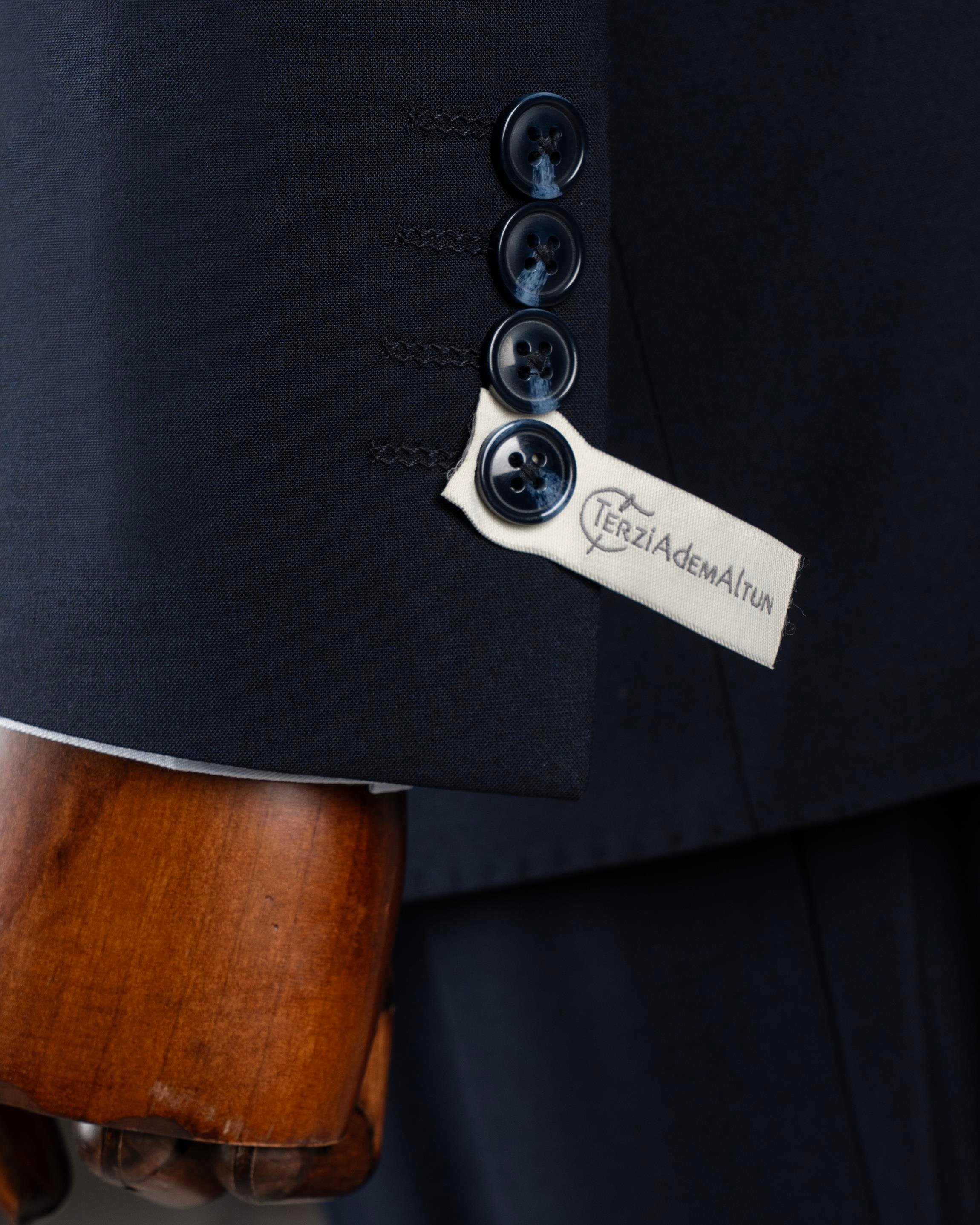 İtalyan stil slim fit ceket yelek pantolon takım elbise lacivert T14312