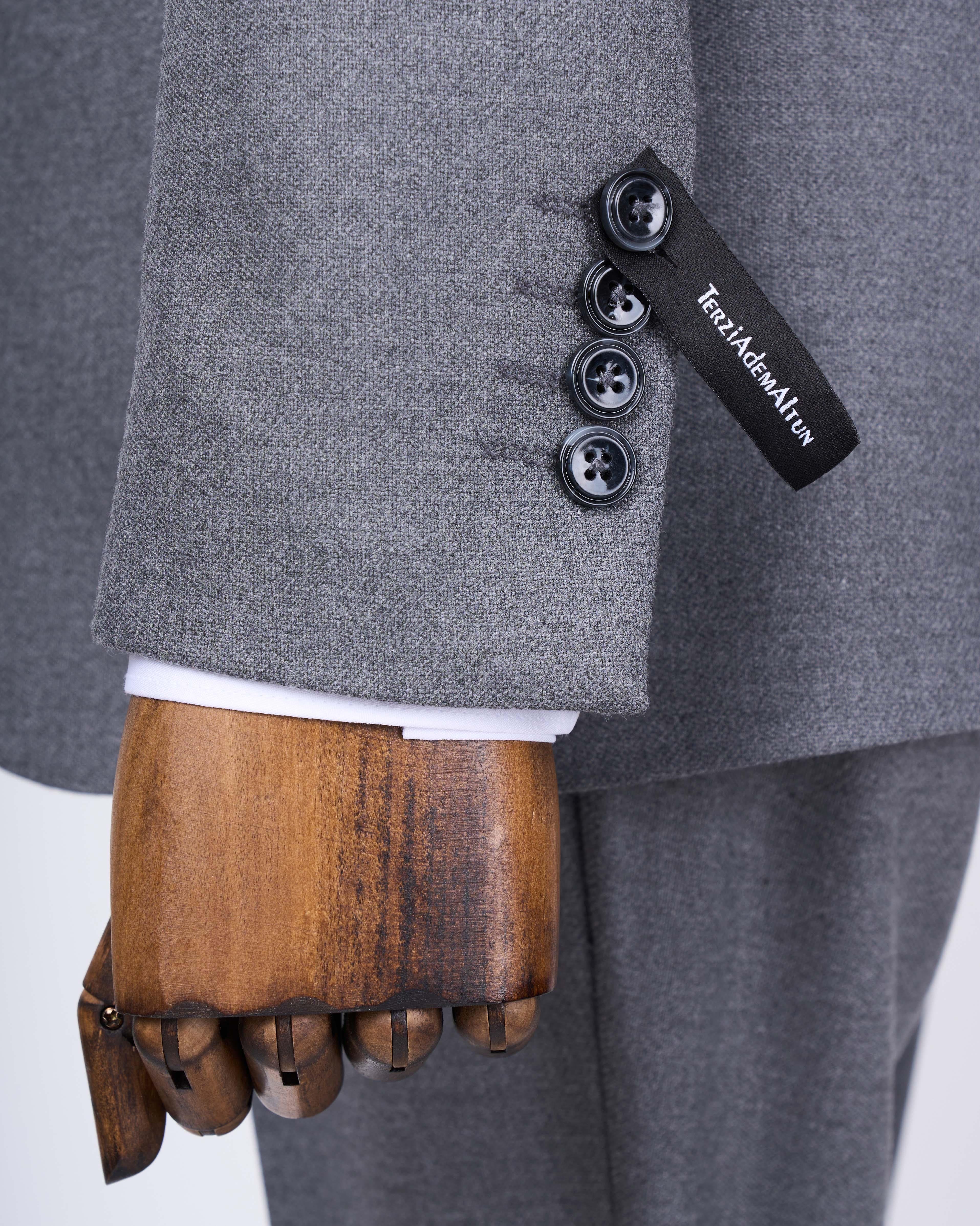 Italian style slim fit jacket vest trouser suit anthracite T11486