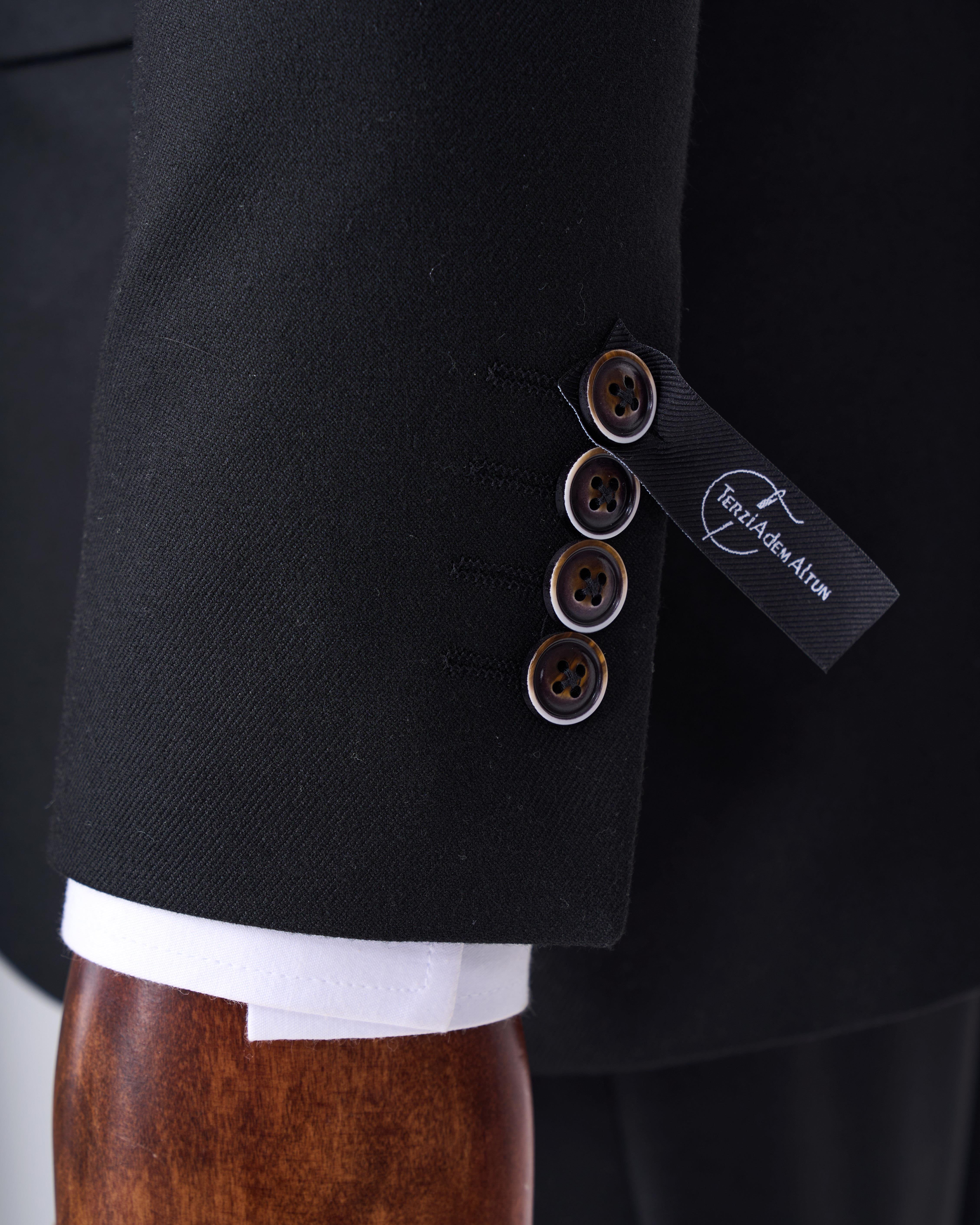 Italian style slim fit jacket vest pants suit black T13503
