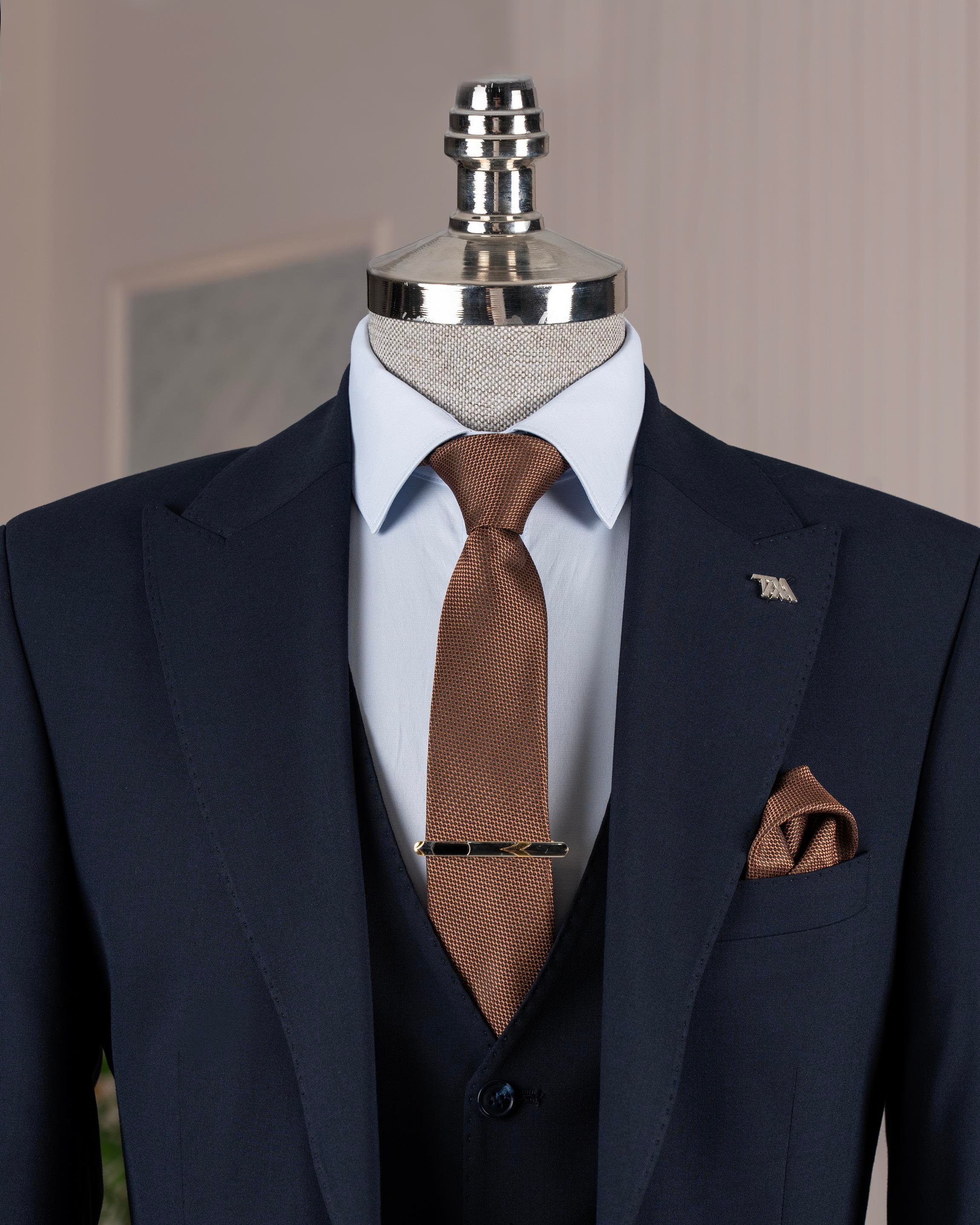 İtalyan stil slim fit ceket yelek pantolon takım elbise lacivert T14312